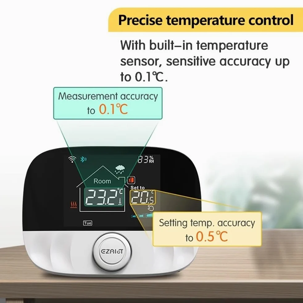 Bezprzewodowy termostat bojlera gazowego RF433 Pokojowy regulator temperatury Programowalny termoregulator ogrzewania podłogowego Zasilanie bateryjne przez USB(White Set)