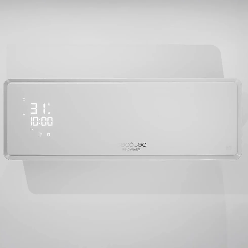 Cecotec Ceramiczny grzejnik ścienny z wyświetlaczem LED i pilotem gotowym ciepłym 5310 PowerBox Ceramic. 2000W, 3 tryby, timer 24 h, oscylacja, IP23, zestaw montażowy, zasięg 20m2