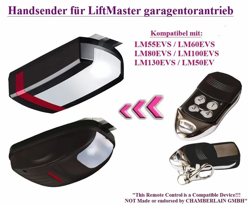 LiftMaster LM55EVS / LM60EVS / LM80EVS / LM100EVS / LM130EVS / LM50EV / LM100EVO / LM650EV kompatybilny nadajnik ręczny do napędów bramy garażowej