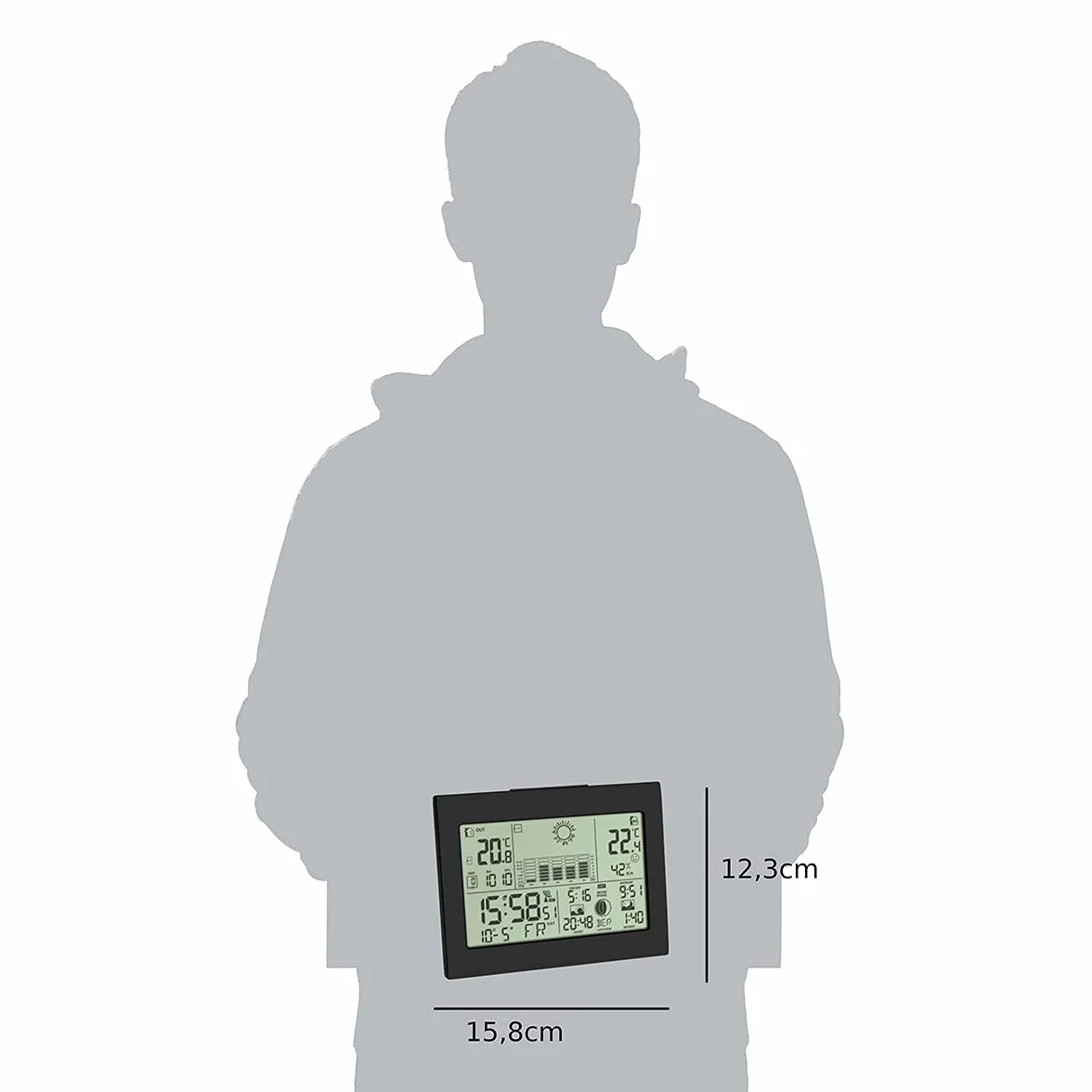 TFA Dostmann 35.1155.01 stacja pogodowa z czujnikiem zewnętrznym, prognoza pogody, czarna