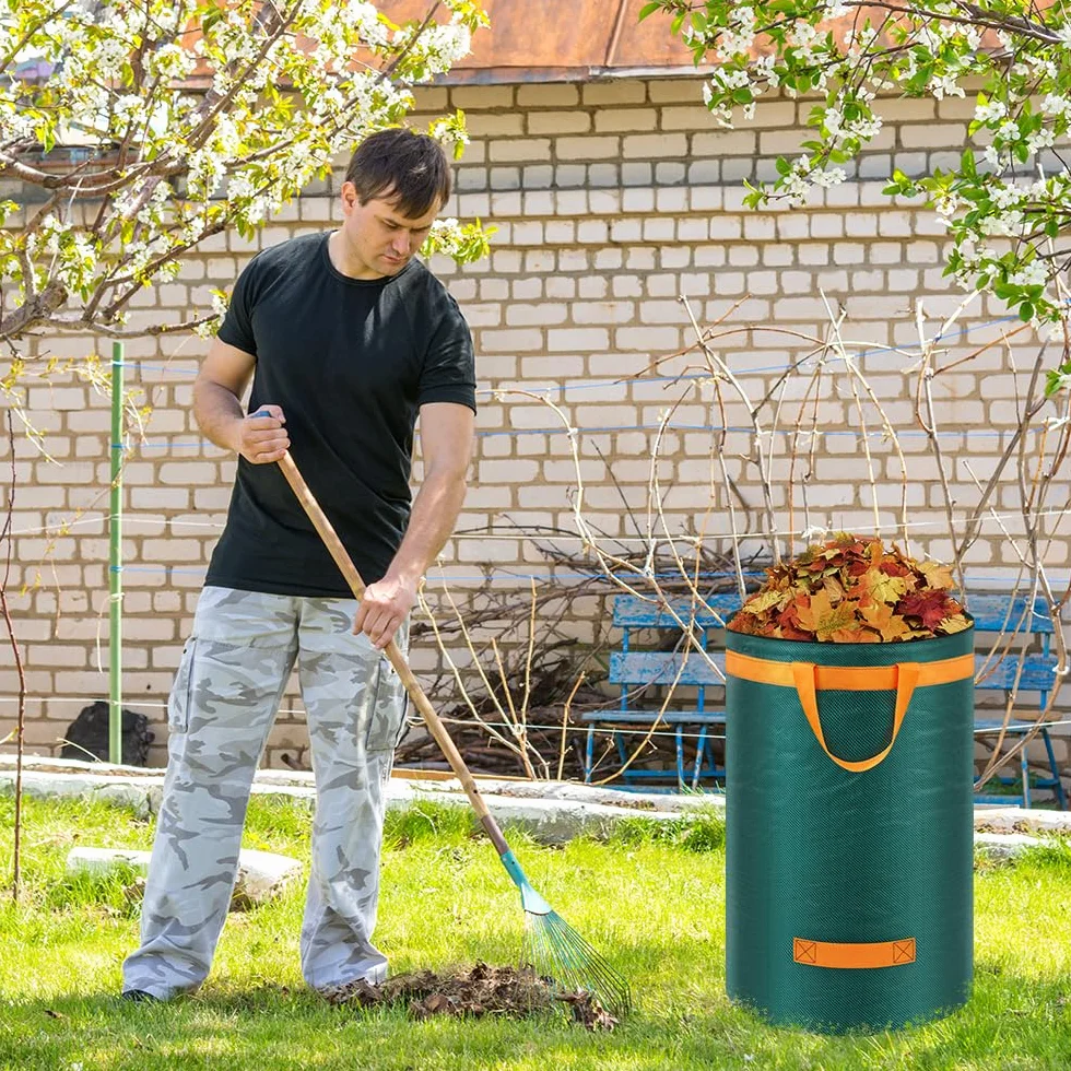 Eurhomewit 3 Worki na Odpady Ogrodowe 272L - Duże Worki Wolnostojące z Pokrywą i Uchwytami