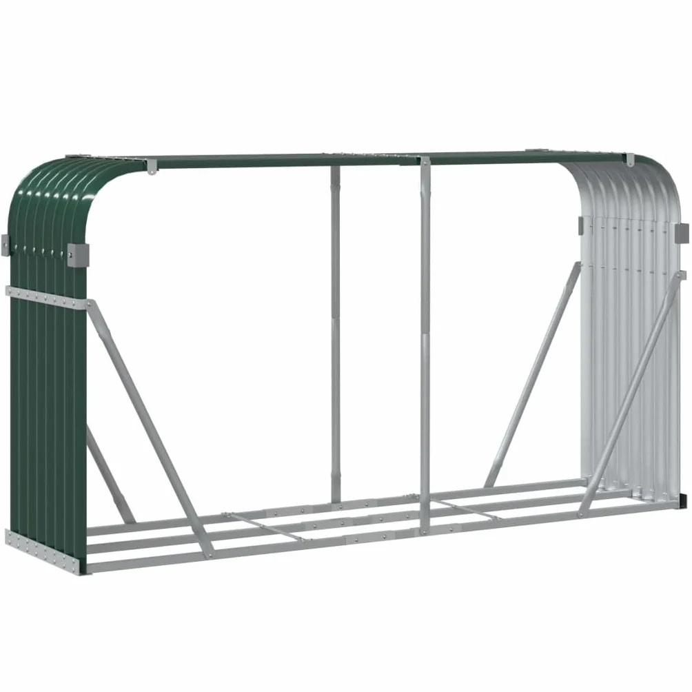 vidaXL Stojak na drewno zielony 180x45x100 cm stal galwanizowana