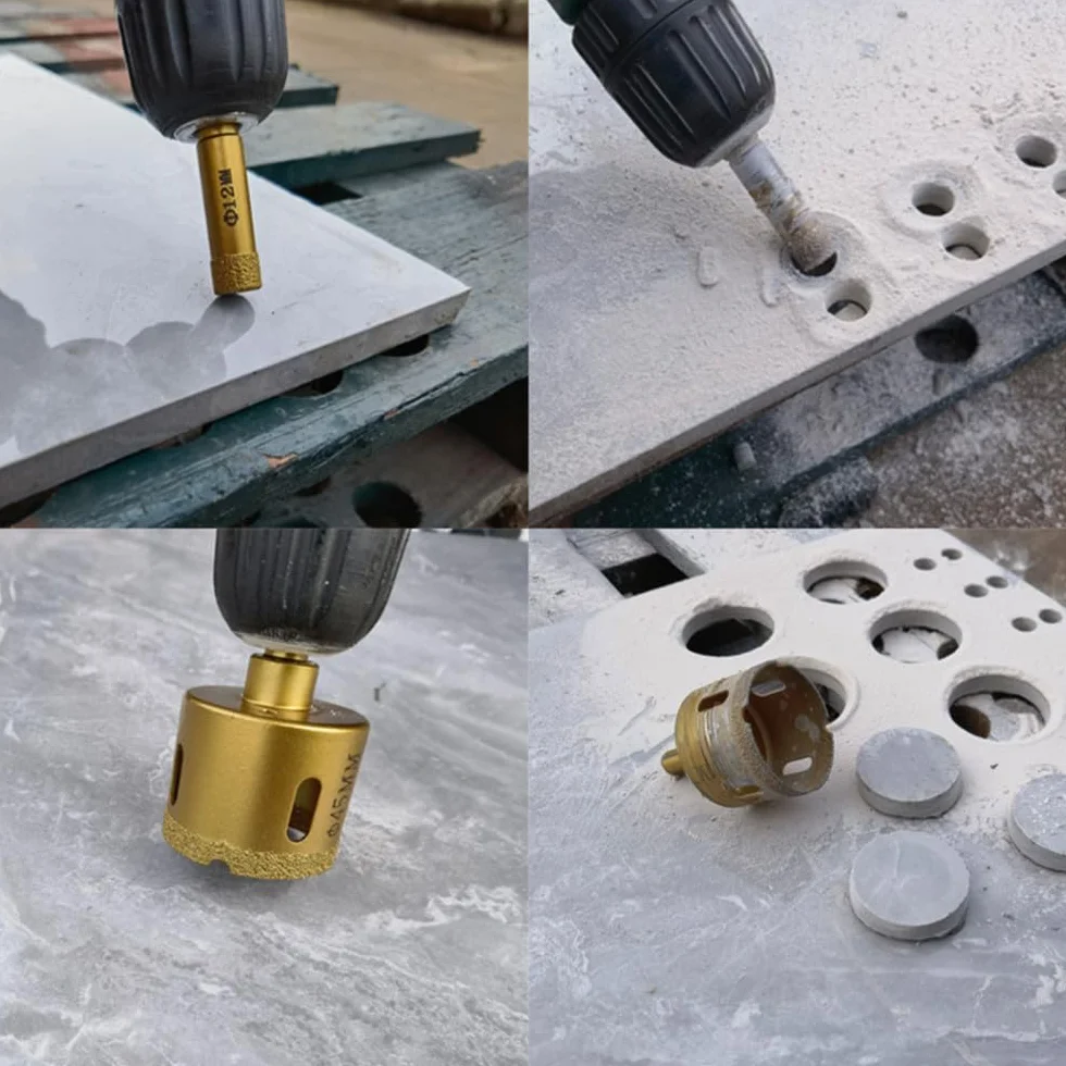 Wiertło diamentowe, otwornica diamentowa do płytek ceramicznych Trzonek trójkątny Wiertło lutowane próżniowo 6-85 mm (55 mm)
