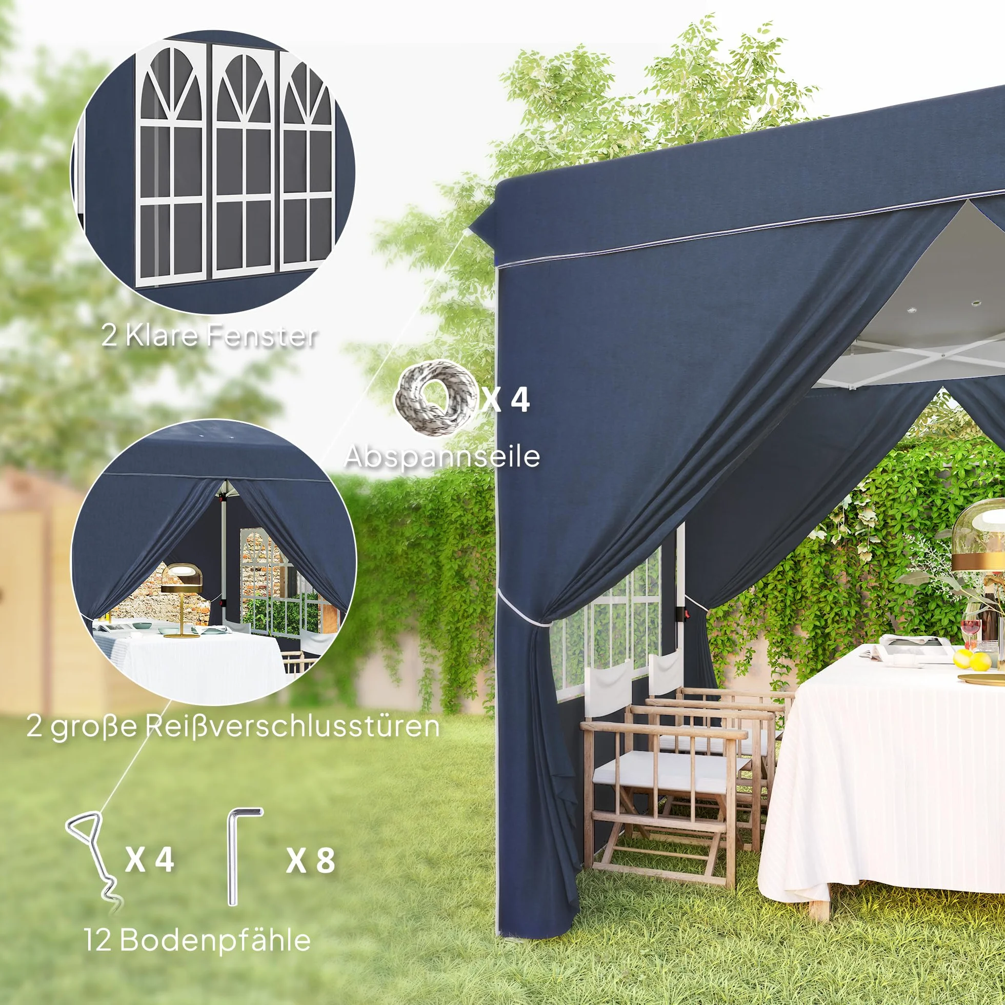 Outsunny Pawilon Ogrodowy 2,5 x 2,5 m Składany Ochrona UV 50+