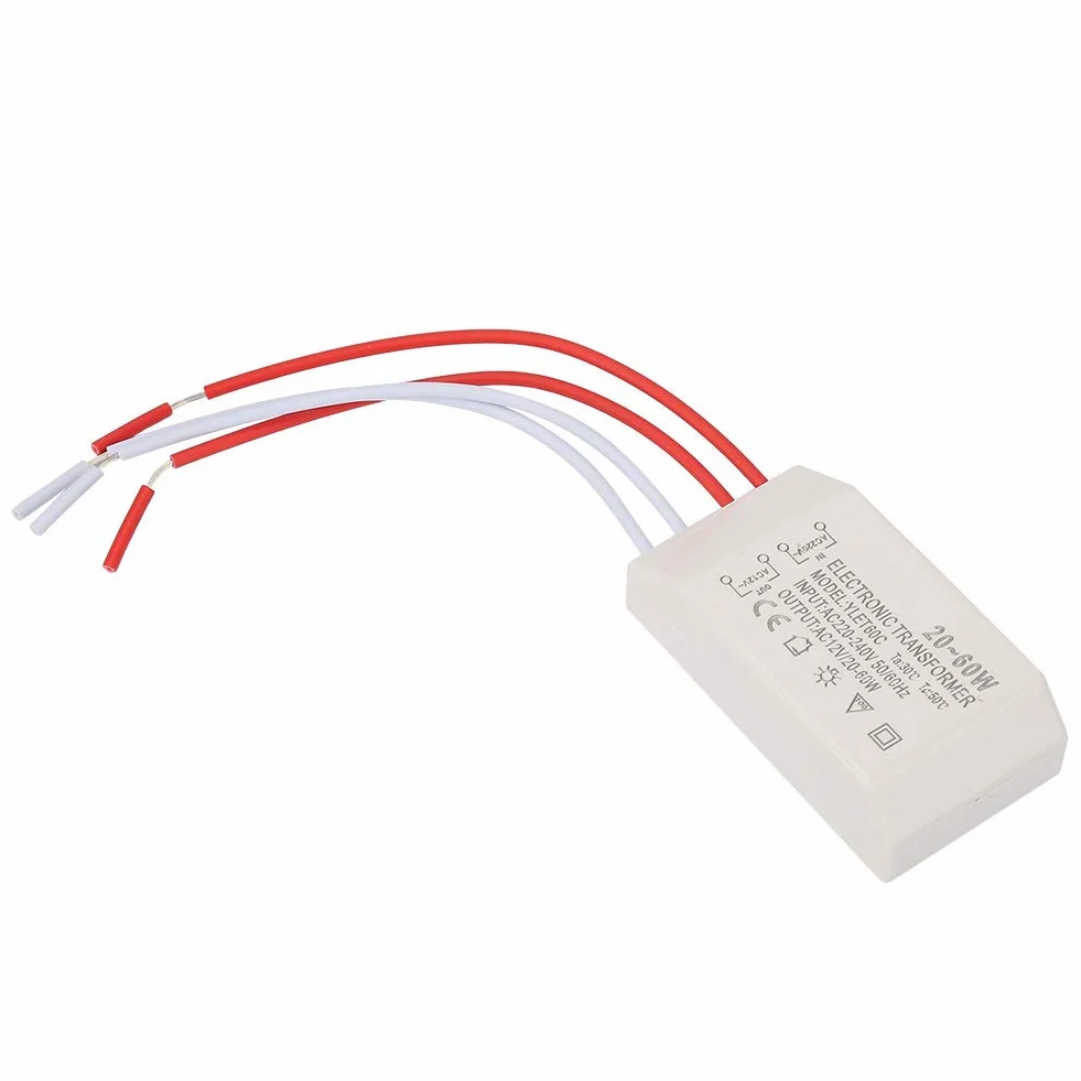 Jeffergarden Przetwornica Napięcia AC 220V na 12V, Transformator Elektroniczny 20-60W, do Lamp Halogenowych G4