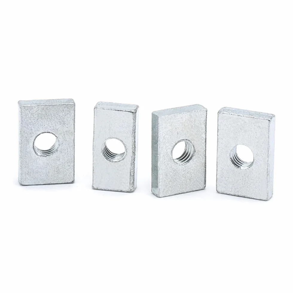 10 sztuk M3 M4 M5 M6 M8 Nakrętka kwadratowa Nakrętki prostokątne Cienkie nakrętki blokowe suwaka Ocynkowane akcesoria do profili aluminiowych ze stali węglowej (Color : 10pcs, Size : M4x13x9x2mm)