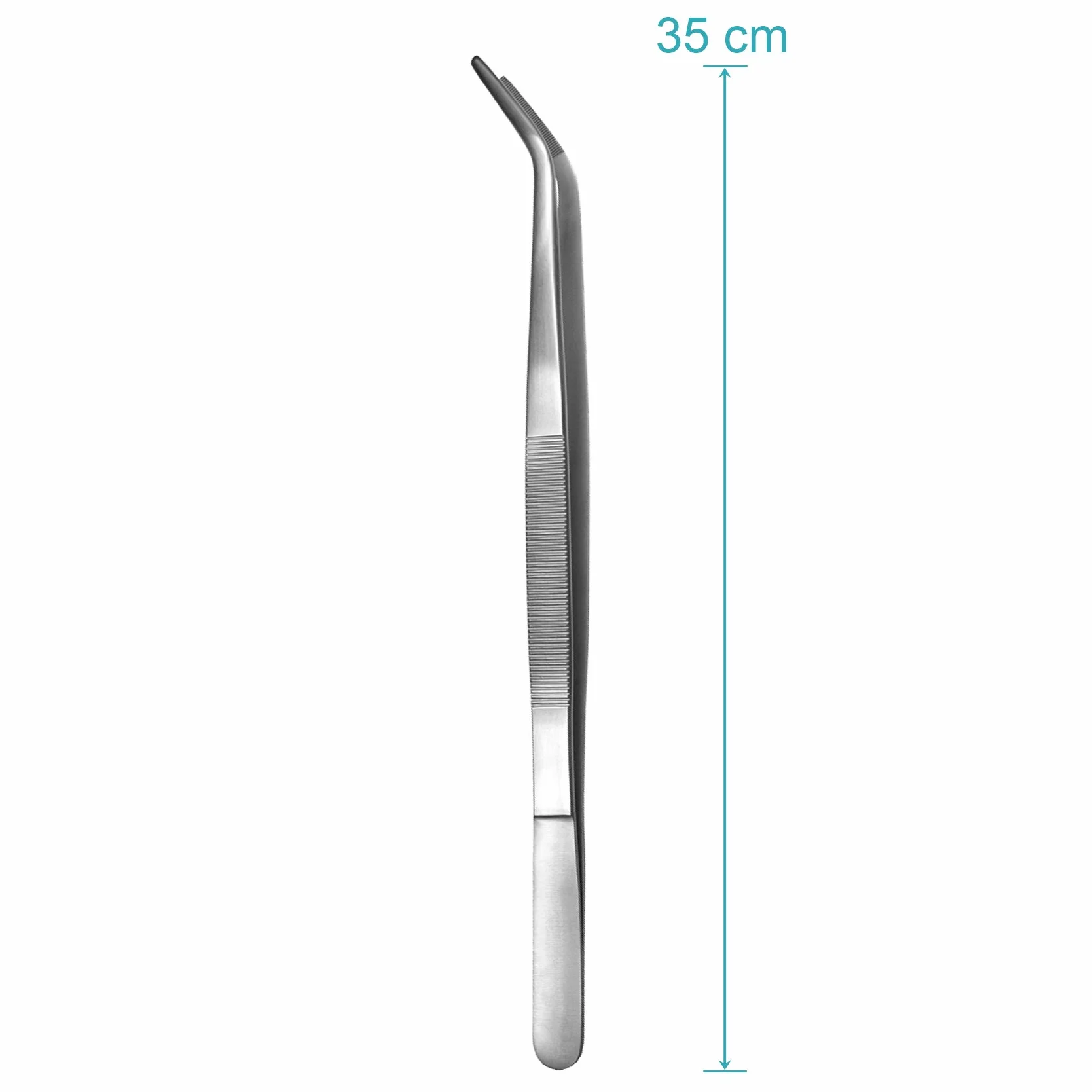 May - Zestaw – 4 x uniwersalna pęseta 35 cm – pęseta domowa – wygięta – okrągła końcówka – obrębiona wewnątrz – stal nierdzewna