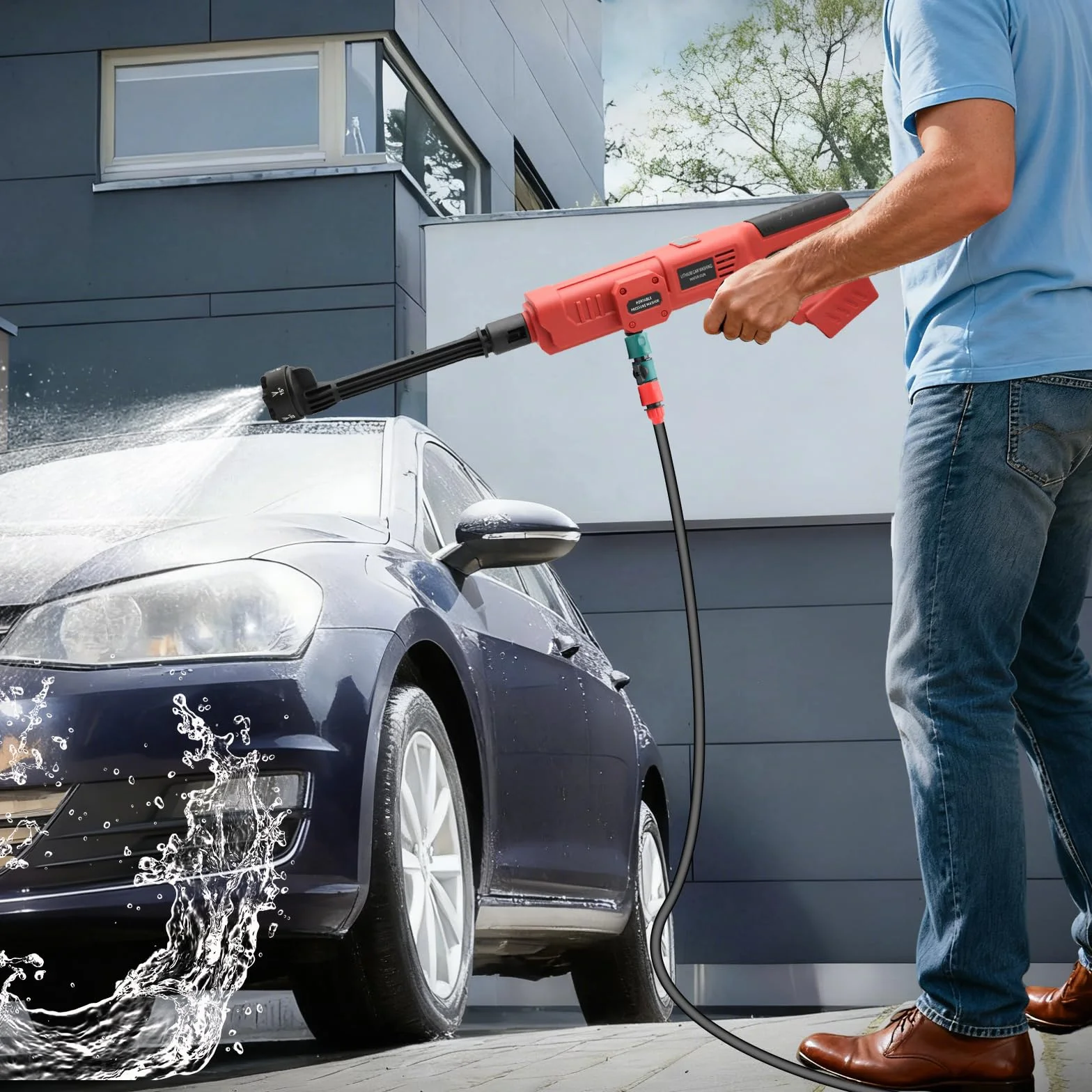 Akumulatorowa myjka wysokociśnieniowa 69 barów/1000 psi, Aartner 6 w 1, kompatybilna z akumulatorem Milwaukee 18 V, przenośny akumulatorowy pistolet do czyszczenia bez akumulatora do samochodów, okien
