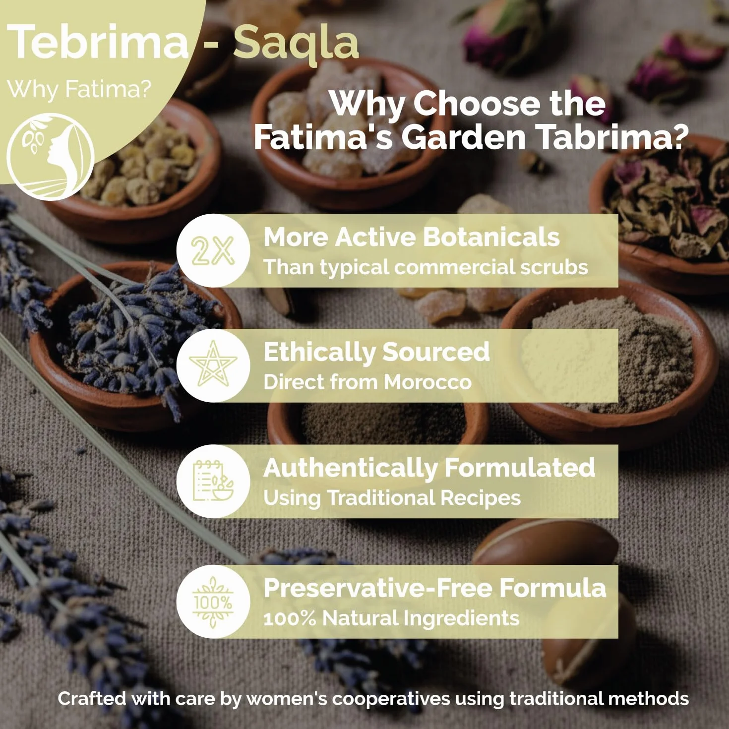 Fatima's Garden Tebrima/Soqla Peeling do Hammam Marokański z Aker Fassi Naturalny Rewitalizujący 500g