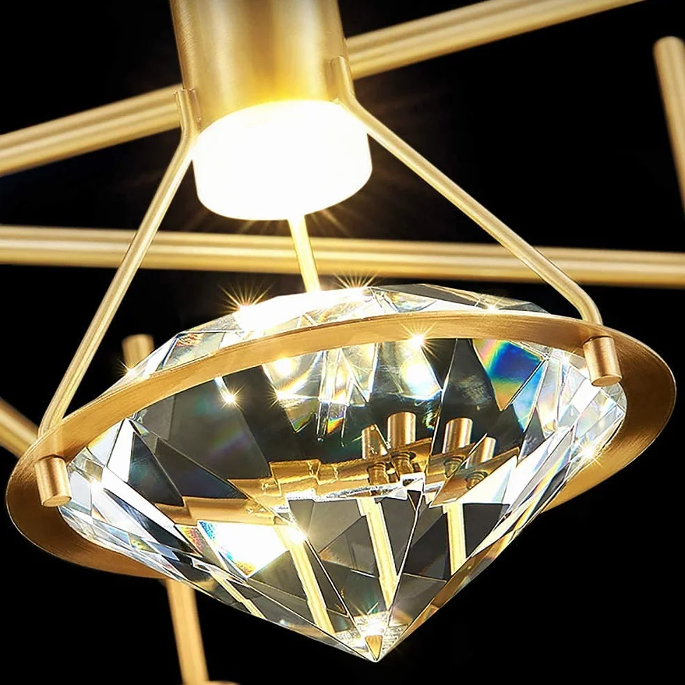 Kryształowa lampa ścienna LED kryształowa diamentowa lampa ścienna 3W ściemnialna lampka nocna 3000K-6000K, mosiężna lampa, nowoczesne oświetlenie wewnętrzne
