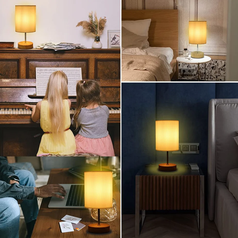 HSLighting Lampka nocna dotykowa ściemniana: lampa stołowa dotykowa ściemniana żarówka 3 poziomy jasności, regulowana lampa biurkowa, minimalistyczna do czytania, salon (Okrągły, 1)
