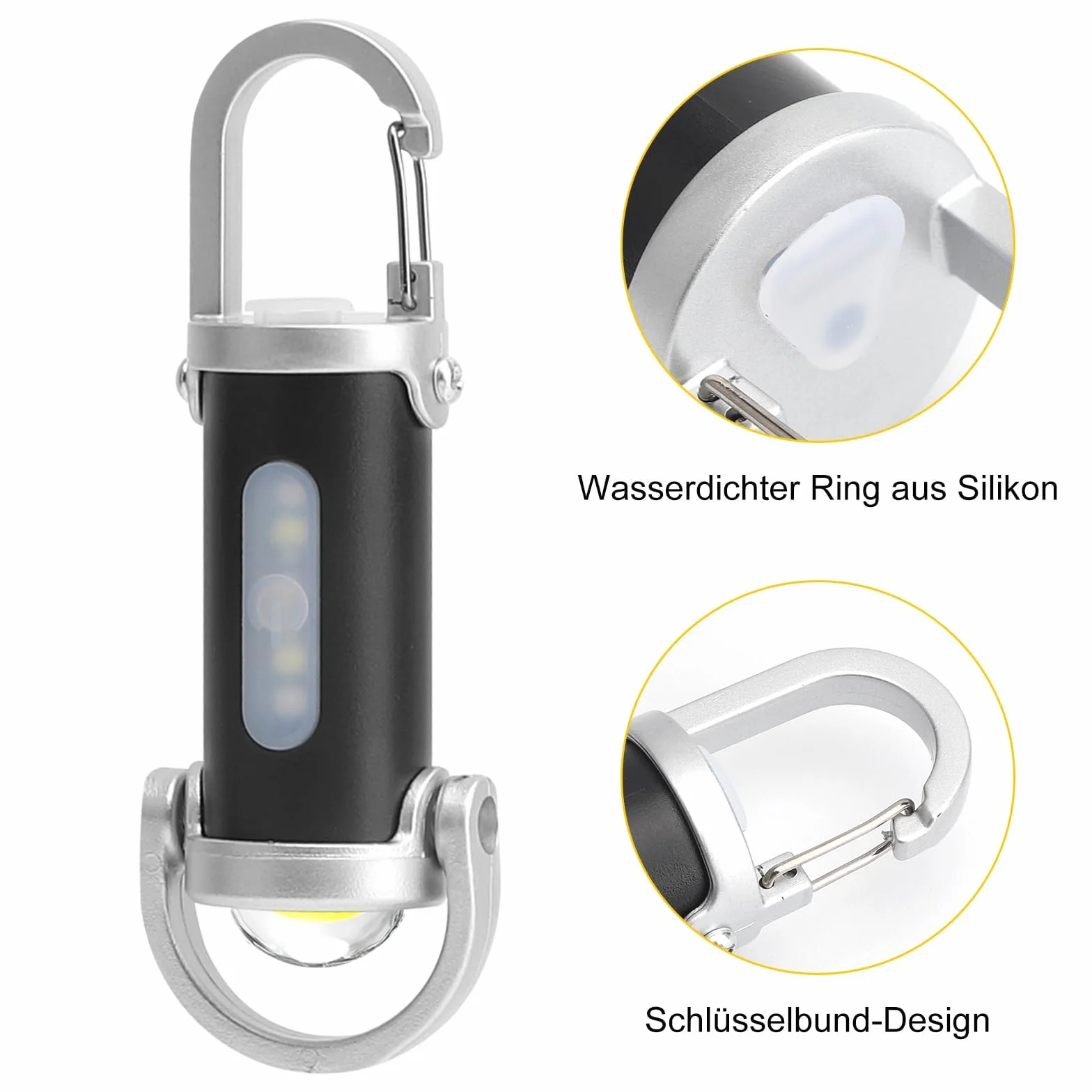 TNSLAND Mini latarka breloczek do kluczy, super jasna latarka LED, ładowana, wodoszczelna, 7 trybów pracy, z kablem USB, do domu, samochodu, na zewnątrz, w podróży, na kempingu, w pracy