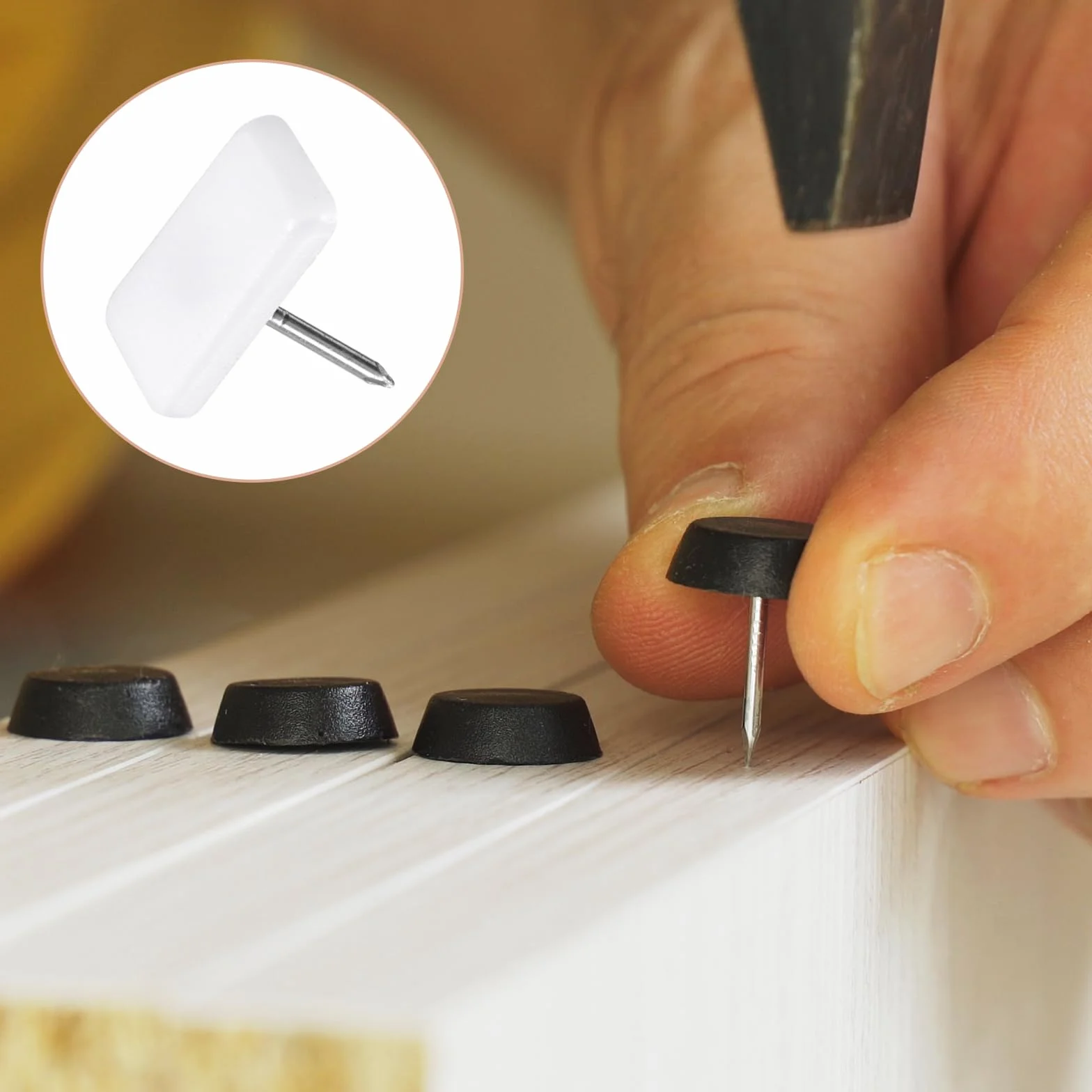 METALLIXITY Gwóźdź do mebli (19 mm/0,75 cala) 20 szt., plastikowe kwadratowe ślizgacze na krzesło - do krzeseł, sofy, mebli, suwaków, ochraniacz, podkładka, biały