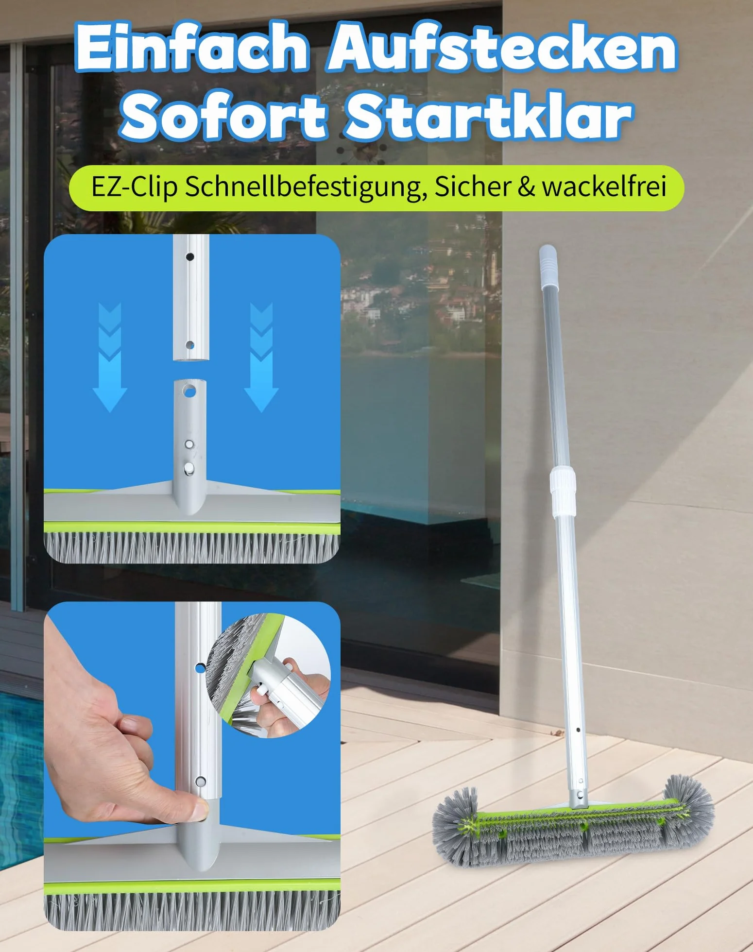 Szczotka do basenu 43 cm ekstra szeroka do czyszczenia podłóg i ścian