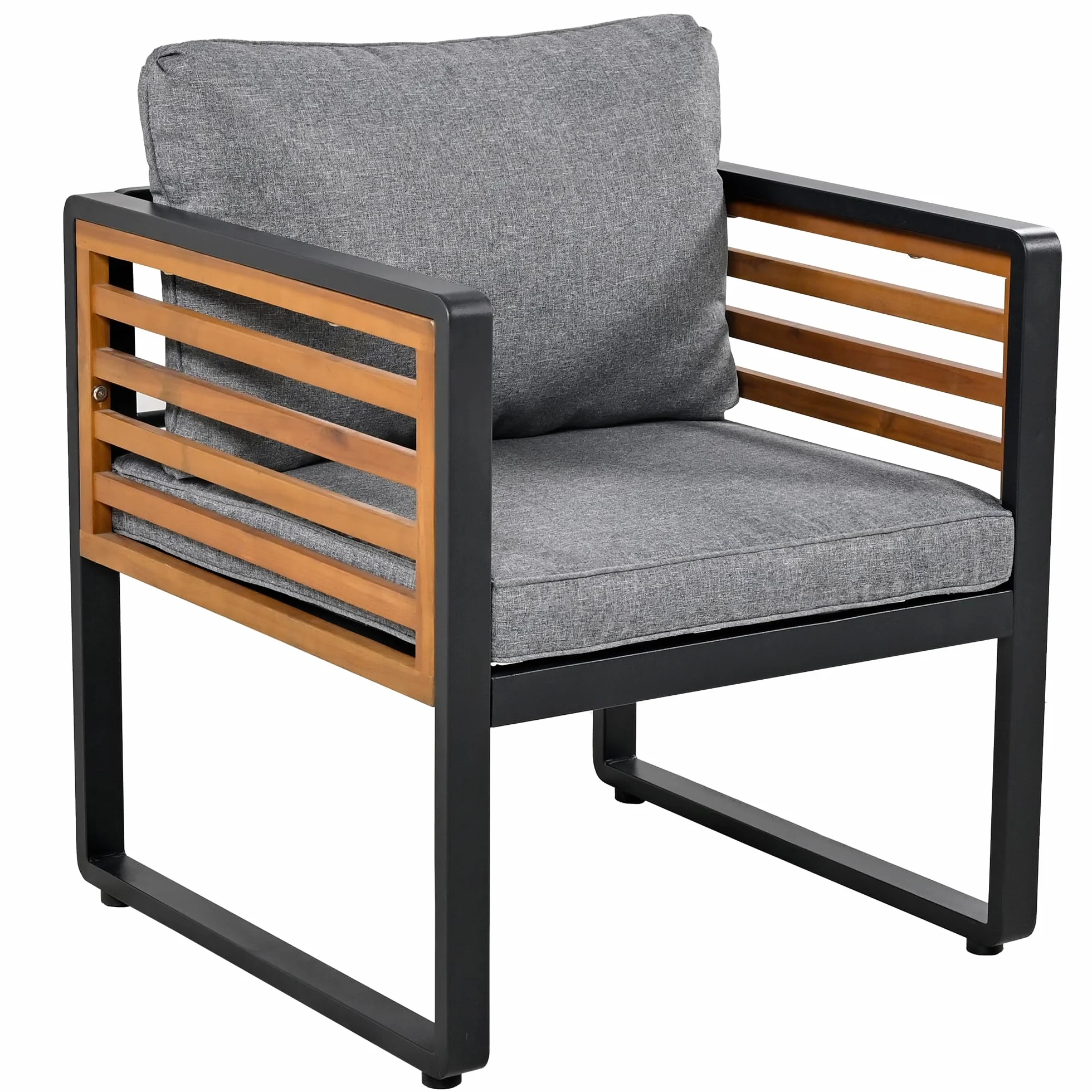 Zestaw mebli ogrodowych z ocynkowaną ramą żelazną, 8-częściowy zestaw stołów do jadalni, 2 x 2-osobowa sofa, 4 pojedyncze krzesła, 2 x stół, dekoracyjne podłokietniki z drewna (szary A, 8