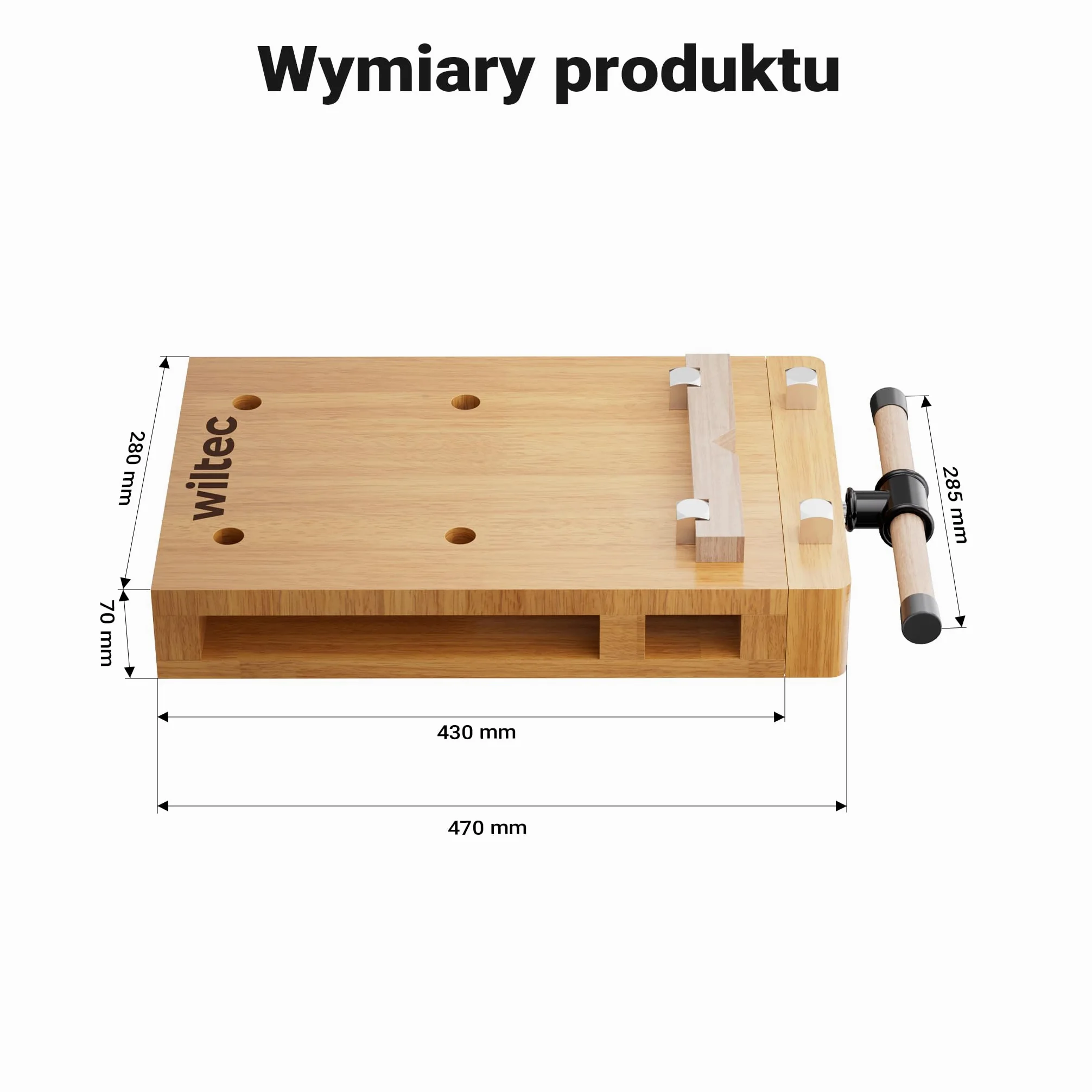 Wiltec Płyta strugarska z imadłem, kompaktowe 45,5 x 28 x 7 cm, mini stół stolarski z 2 zaciskami śrubowymi do mocowania na stole, drewno bukowe