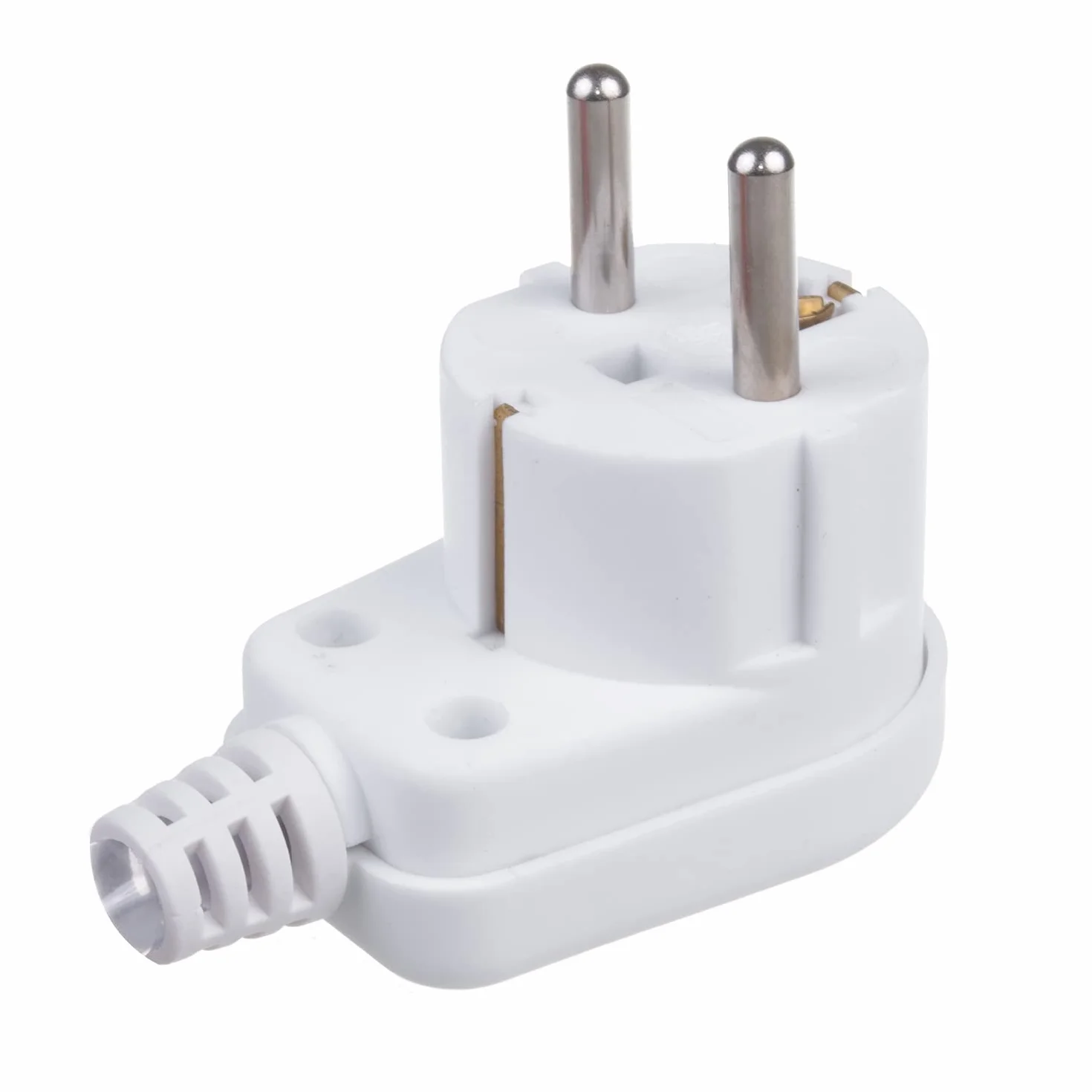 Maclean Wtyczka ze stykiem ochronnym MCE330 Uni-Schuko wtyczka kątowa z uziemieniem Unischuko uniwersalna wtyczka Schuko 16A 250V tworzywo sztuczne białe