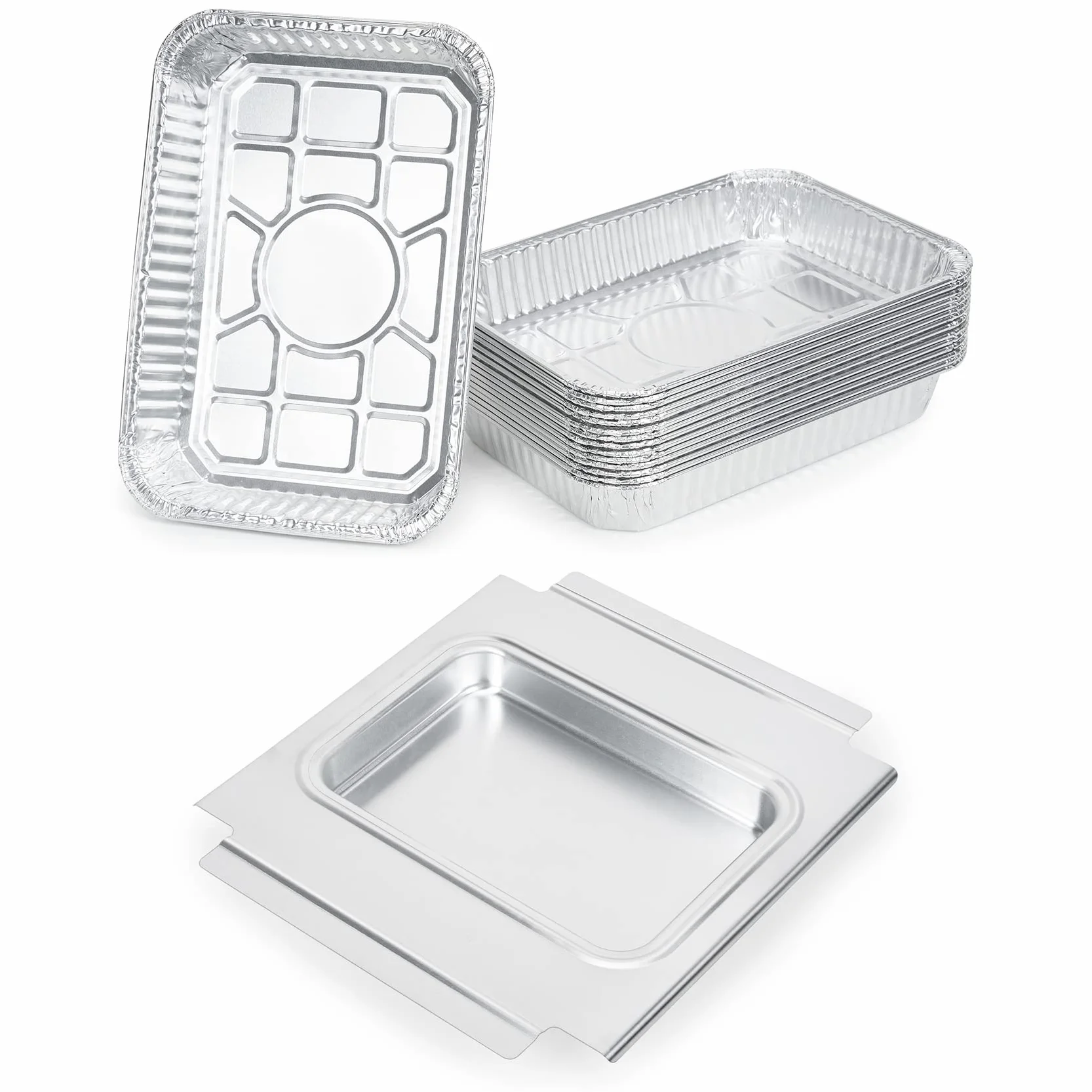 Onlyfire Tacki aluminiowe do grilla, tacka ociekowa z 15 jednorazowymi tackami aluminiowymi, tacki aluminiowe do grilli gazowych Weber serii Q200 Q300 Q220 Q240 Q2000 Q3000 Q320 Q3200
