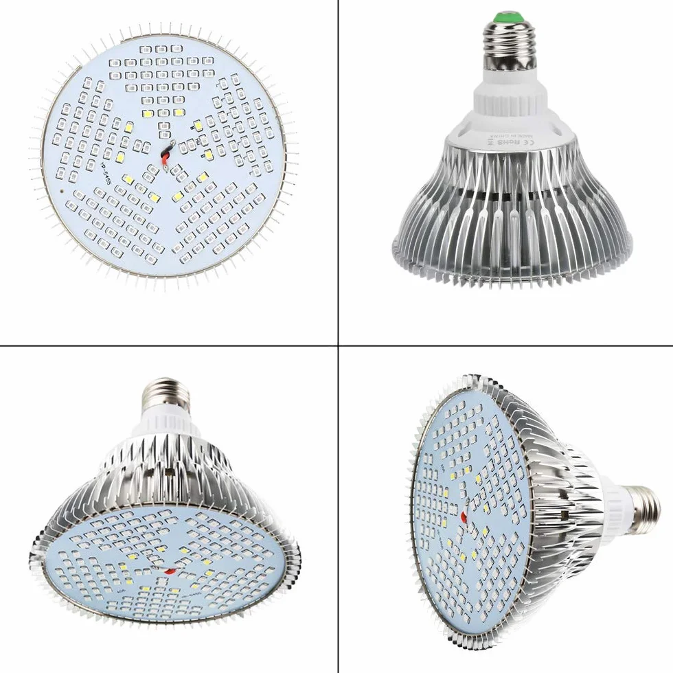 MILYN Żarówka LED do uprawy 100 W, słoneczna, pełne spektrum, 150 diod LED, E27, dla roślin, hydroponicznych, sukulentów, warzyw i kwiatów