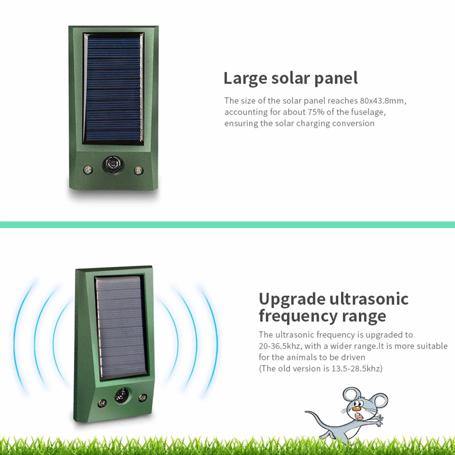 Ultradźwiękowy odstraszacz zwierząt solarny wodoodporny podwójny błysk zewnętrzny