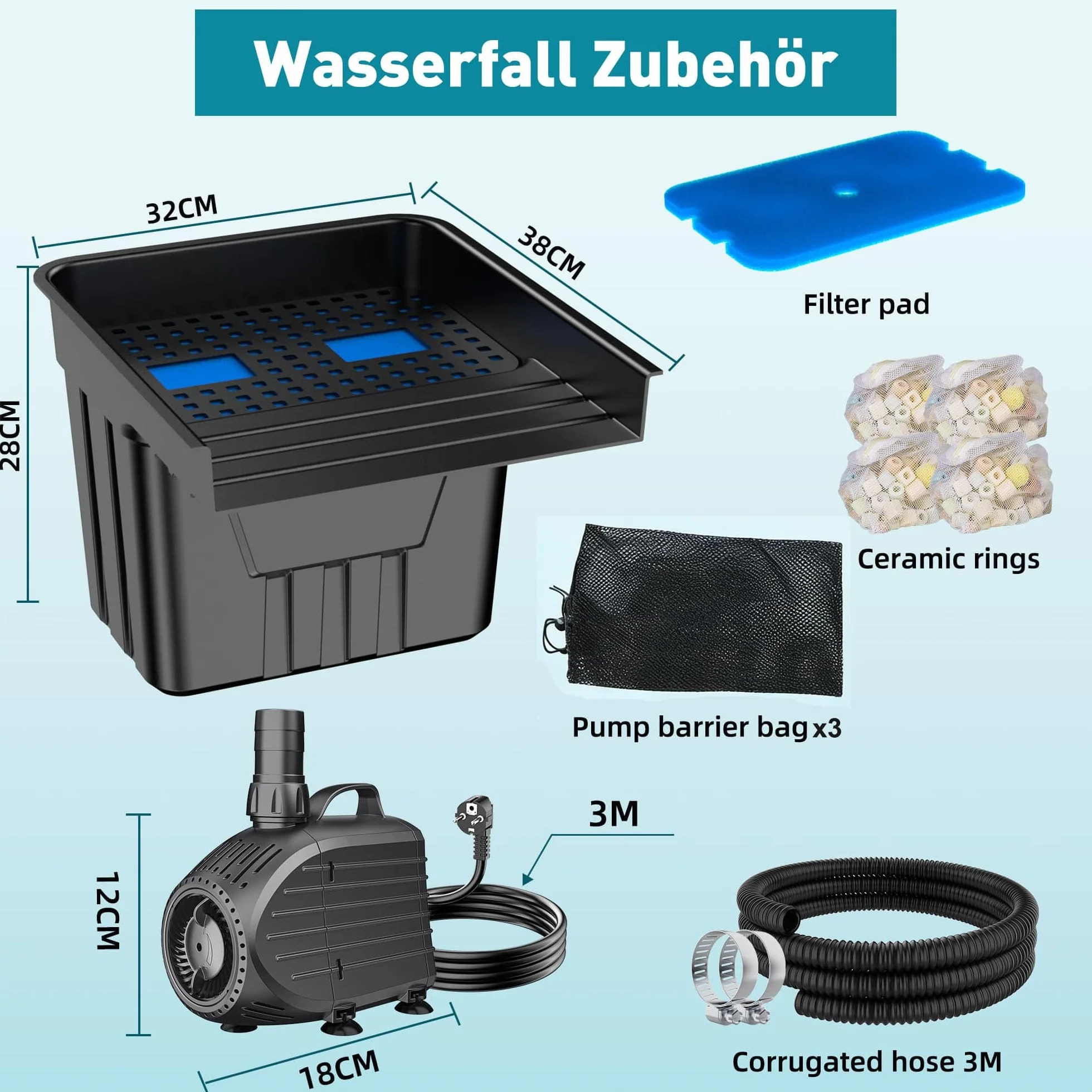 Zestaw filtrów do oczka wodnego z pompką 80 W 4500 l/h