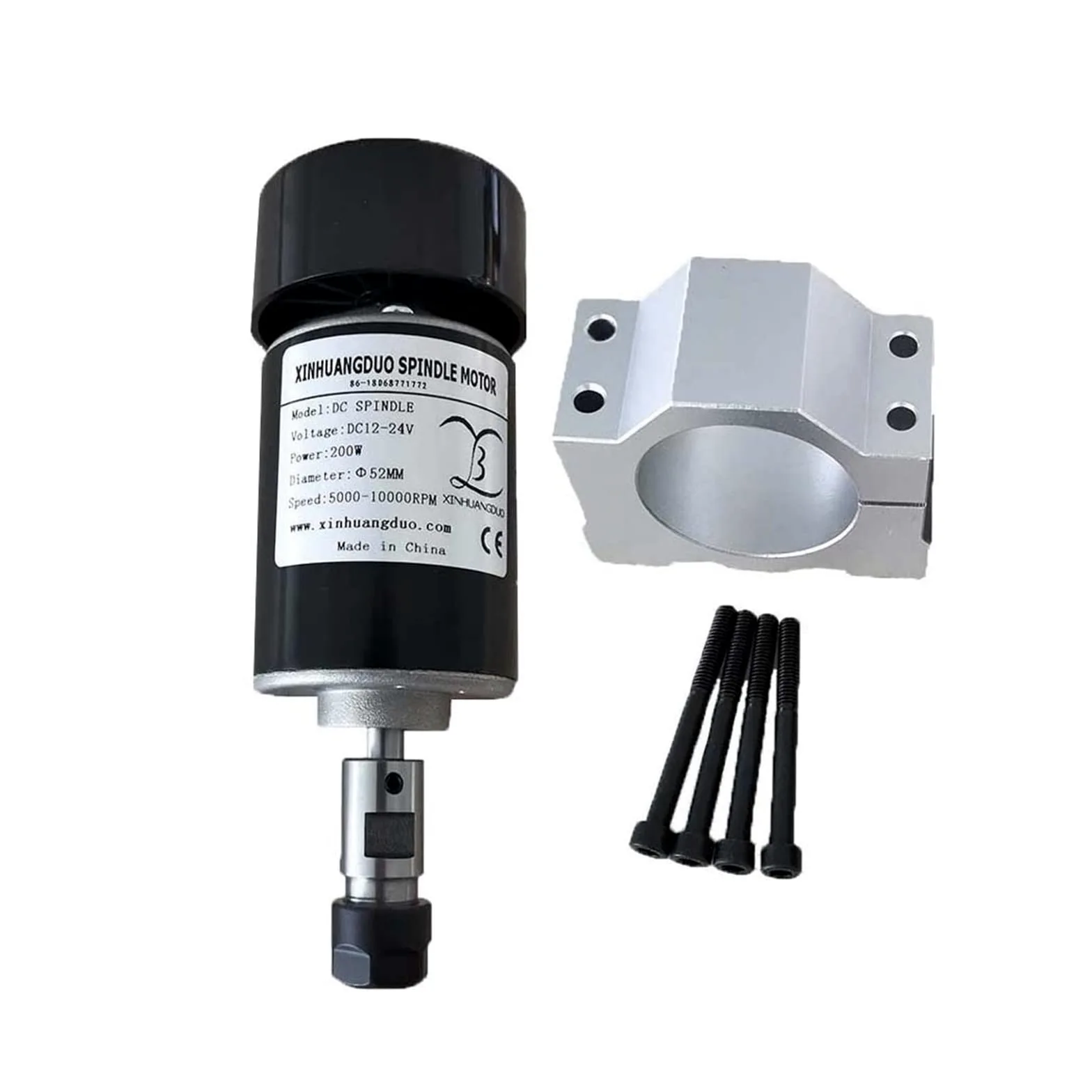 Maszyna do Grawerowania, 0.2kw chłodzony powietrzem wrzeciono ER11 uchwyt CNC 200W silnik wrzeciona + 52mm zaciski + zasilacz + regulator prędkości dla majsterkowiczów CNC 24V10000rpm(Set 3)