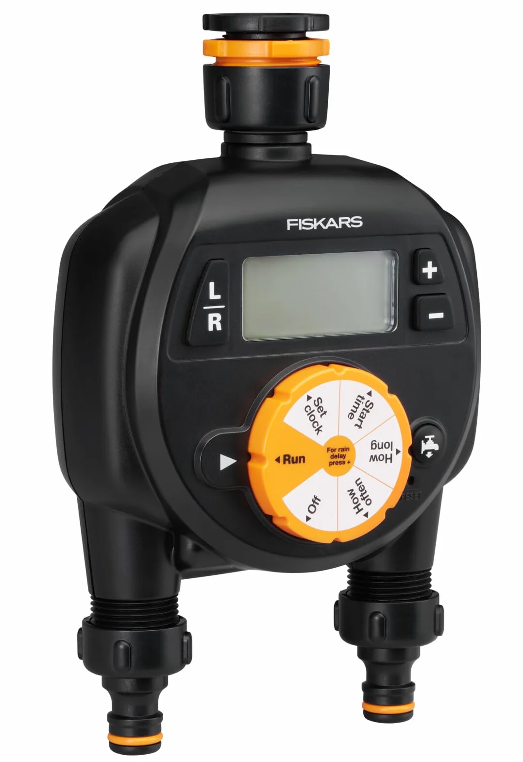 Fiskars Sterownik nawadniania Podwójny Uniwersalny rozmiar wyświetlacz LCD Czarny Pomarańczowy