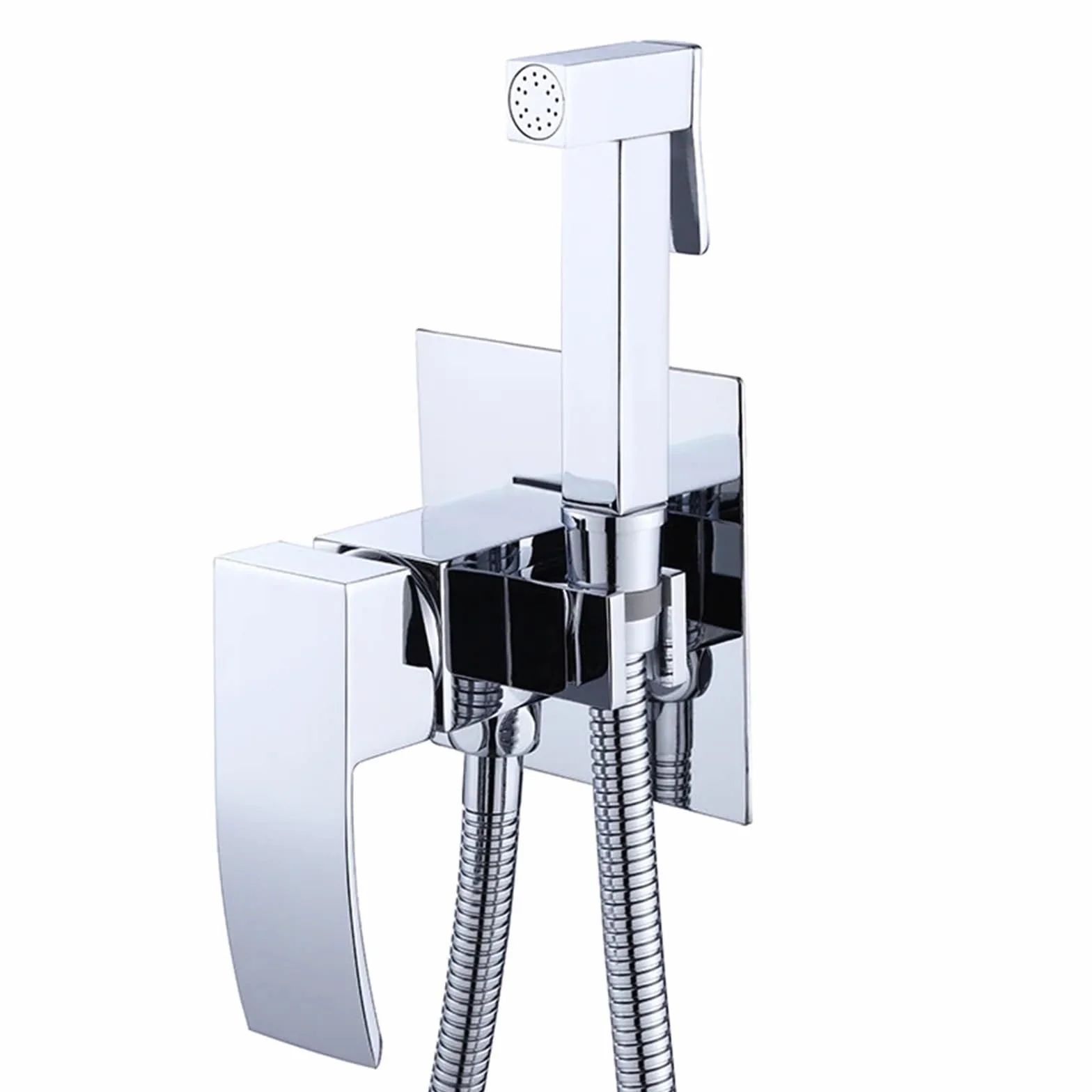 Bidety kwadratowy mosiądz chromowany bidet bateria toaletowa prysznic przenośny opryskiwacz zestaw ciepłej i zimnej wody kran higieniczny prysznic (BR-3316316C)