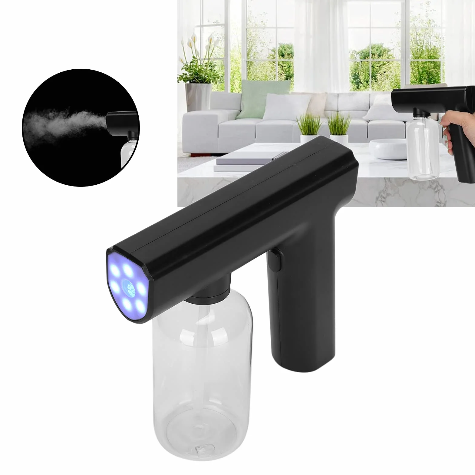 Elektryczny Pistolet Parowy z Mgłą 300ml Opryskiwacz Mgły Atomizer Sprayer Różowy