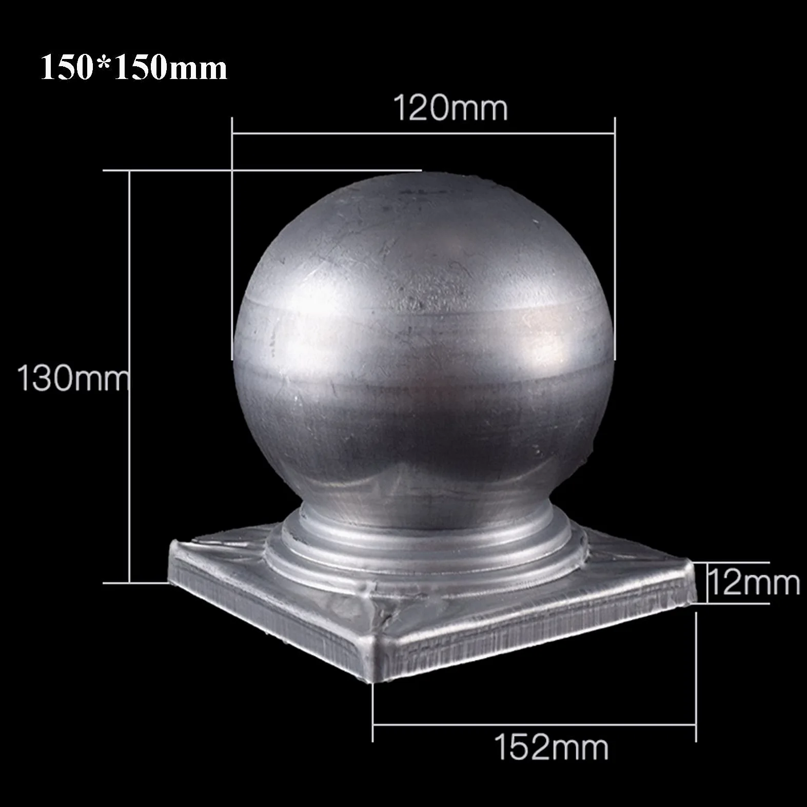 Ocynkowana nasadka do ogrodzenia ogrodowego, 8 sztuk, 150 x 150 mm, wykończenie ogrodzenia kuli