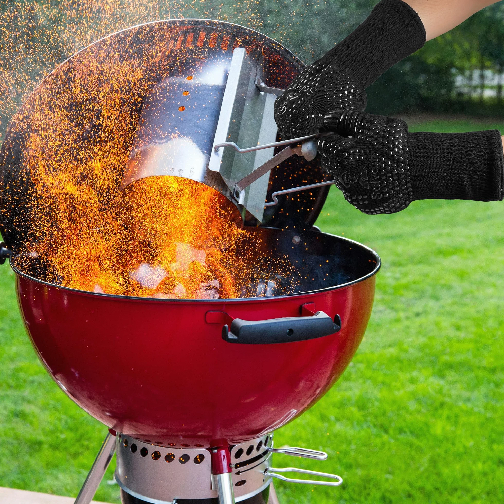 Rękawice grillowe żaroodporne do 800°C, akcesoria do grillowania, zastosowanie żaroodpornych rękawic do piekarnika, rękawice ognioodporne, rękawice do grilla, rękawice kuchenne