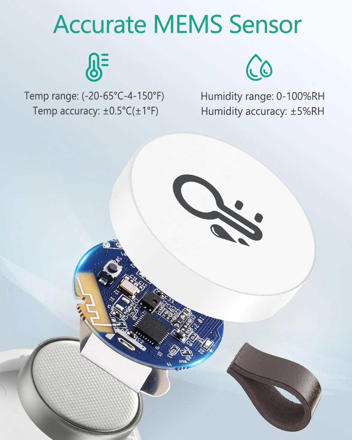 ORIA Termometr Bluetooth Higrometr Czujnik Temperatury Aplikacja iOS Android