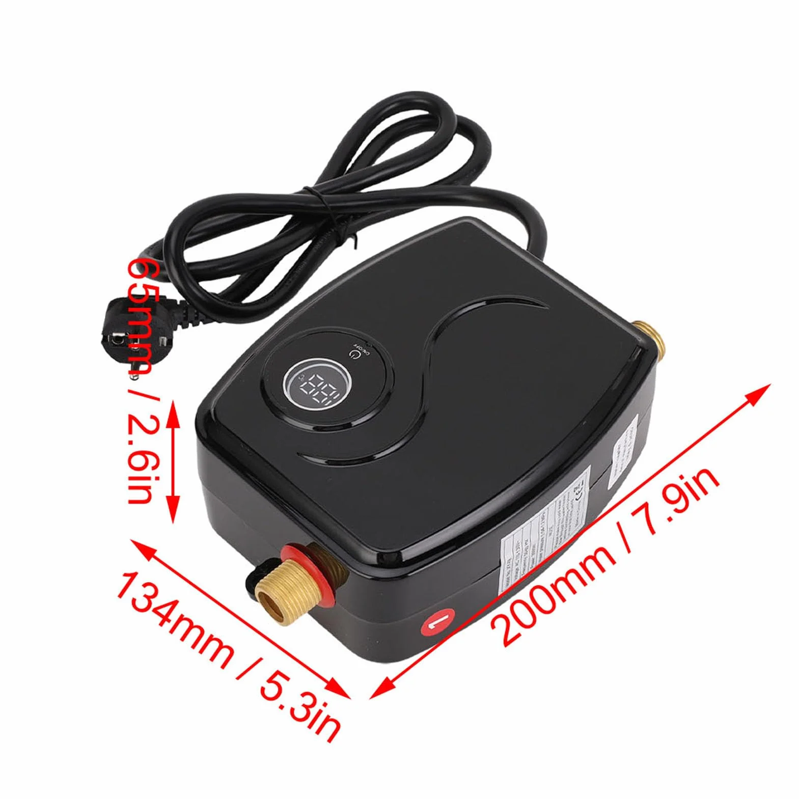 Eujgoov Podgrzewacz Wody 3000W, Mosiężny Wlot i Wylot, Scretarz Dotykowy Mini Podgrzewacz Wody do Domu, łazienki, RV, IPX4, Dotknij 0,04-1.2mpa (Wtyczka UE 220V)