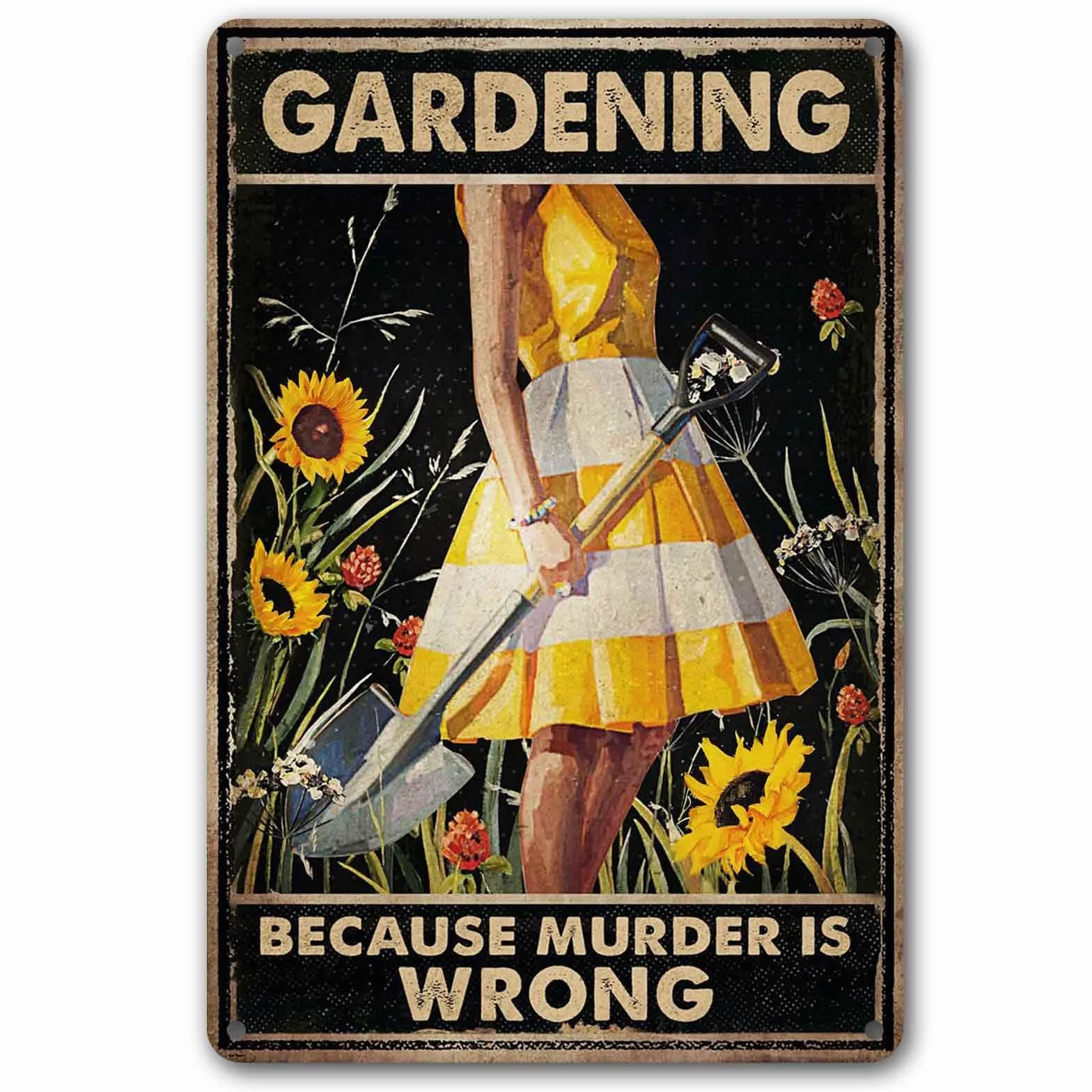 Funny Garden Decor Metal Sign Outdoor 12" x 8" Gardening Gifts