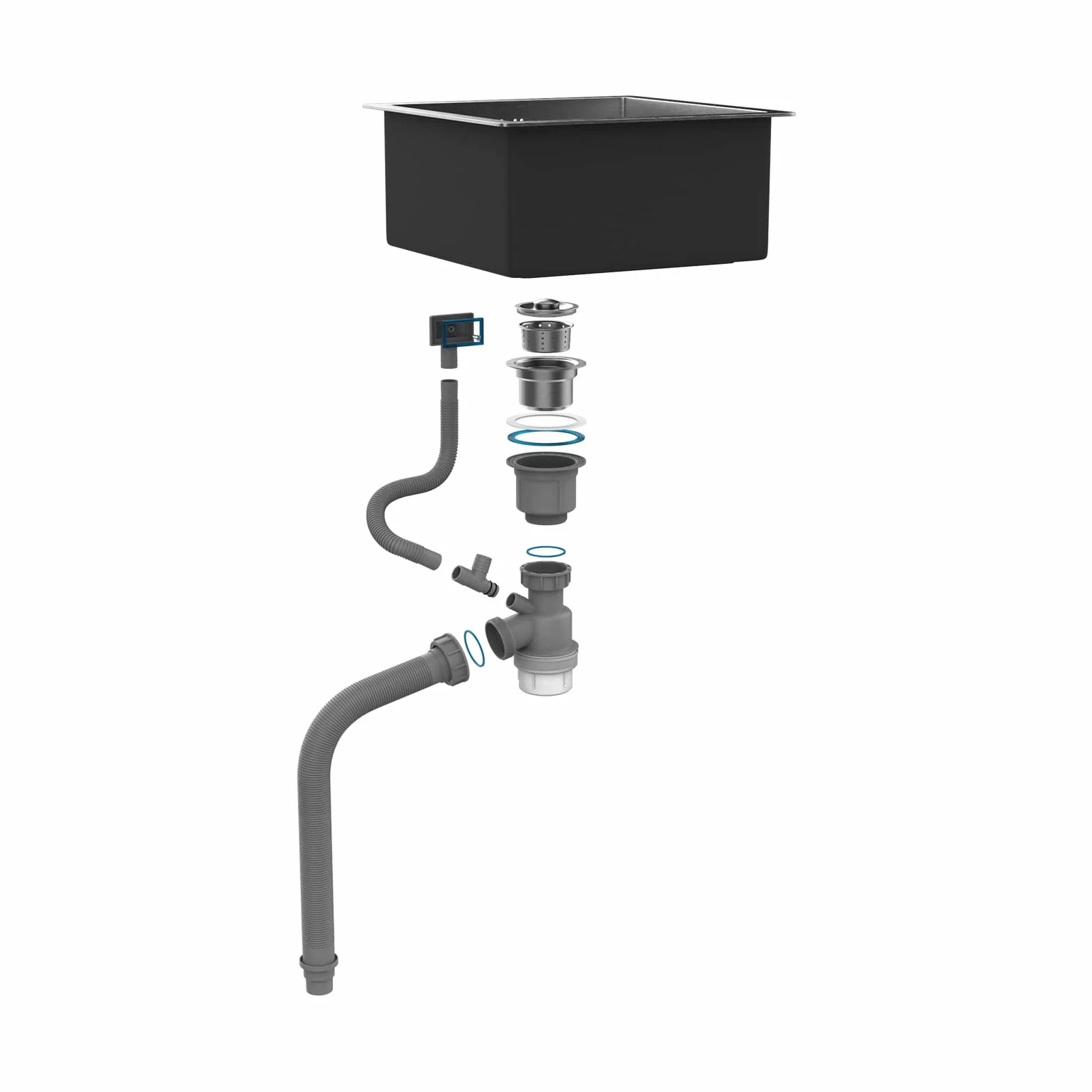 Ibergrif M84040 zlewozmywak kuchenny 40 x 40 cm, zlewozmywak pod blatem lub blatem z filtrem spustowym, stal nierdzewna