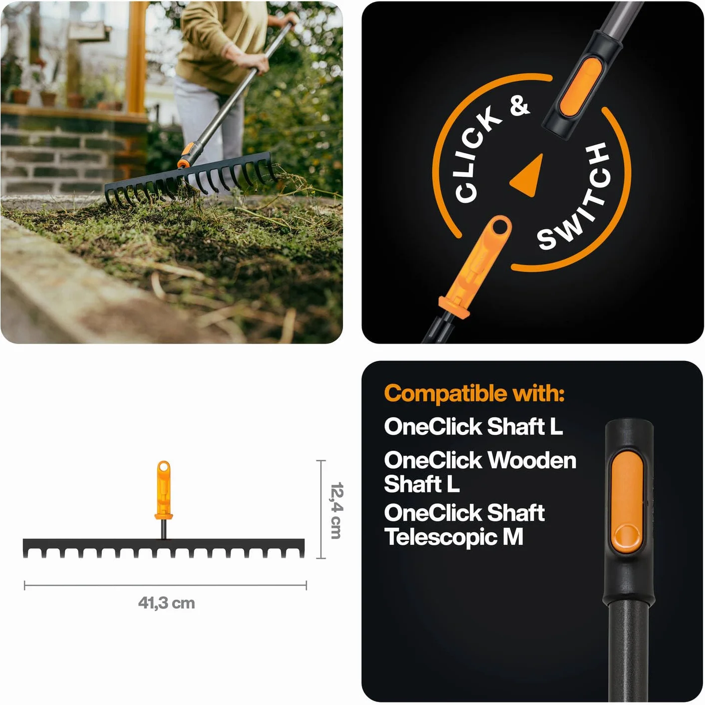 Fiskars OneClick Soil Rake 16 prongs