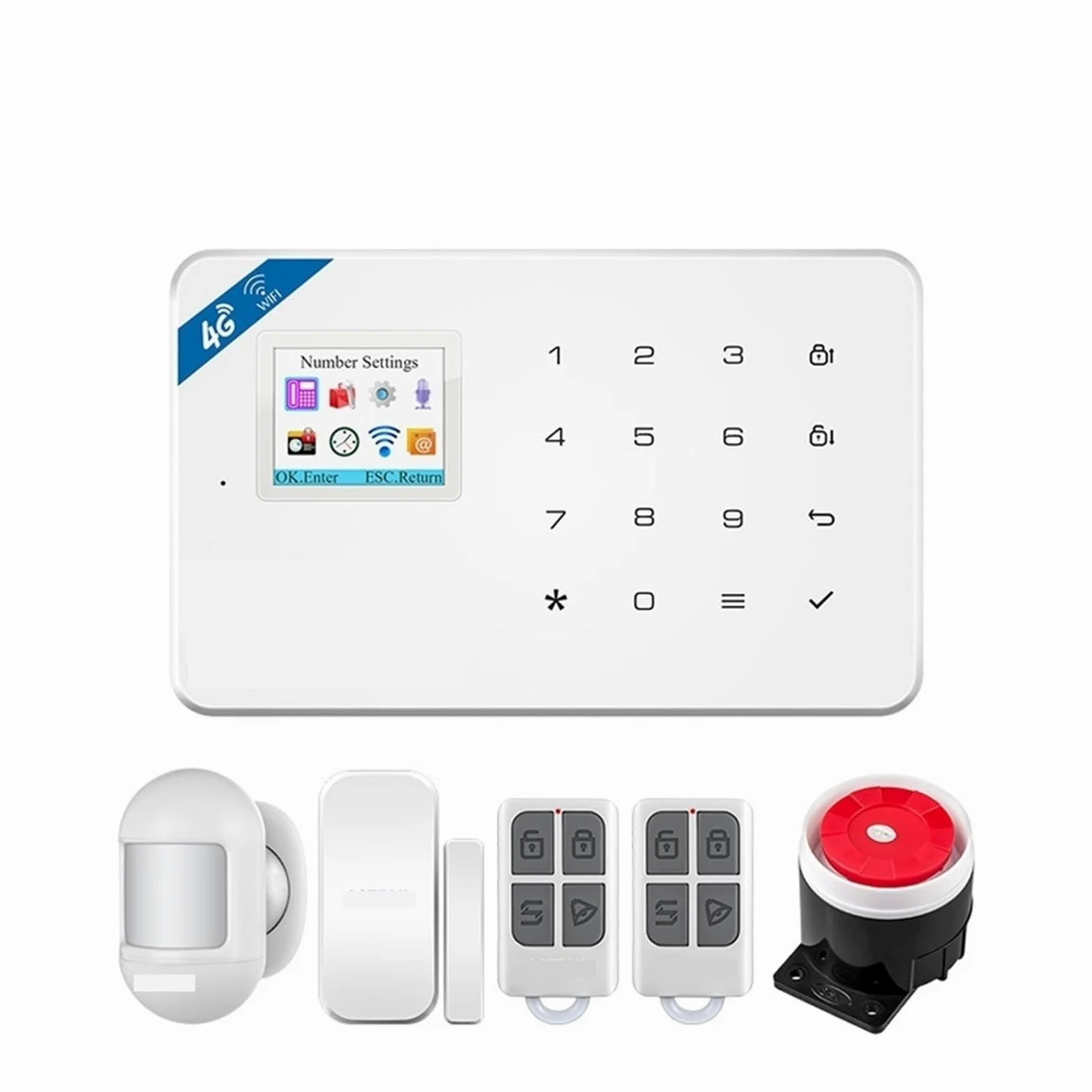 4G Inteligentny alarm domowy System alarmowy GSM Czujnik ruchu Detektor Włamywacz cennych aktywów Do domu i garażu(KIT 1)