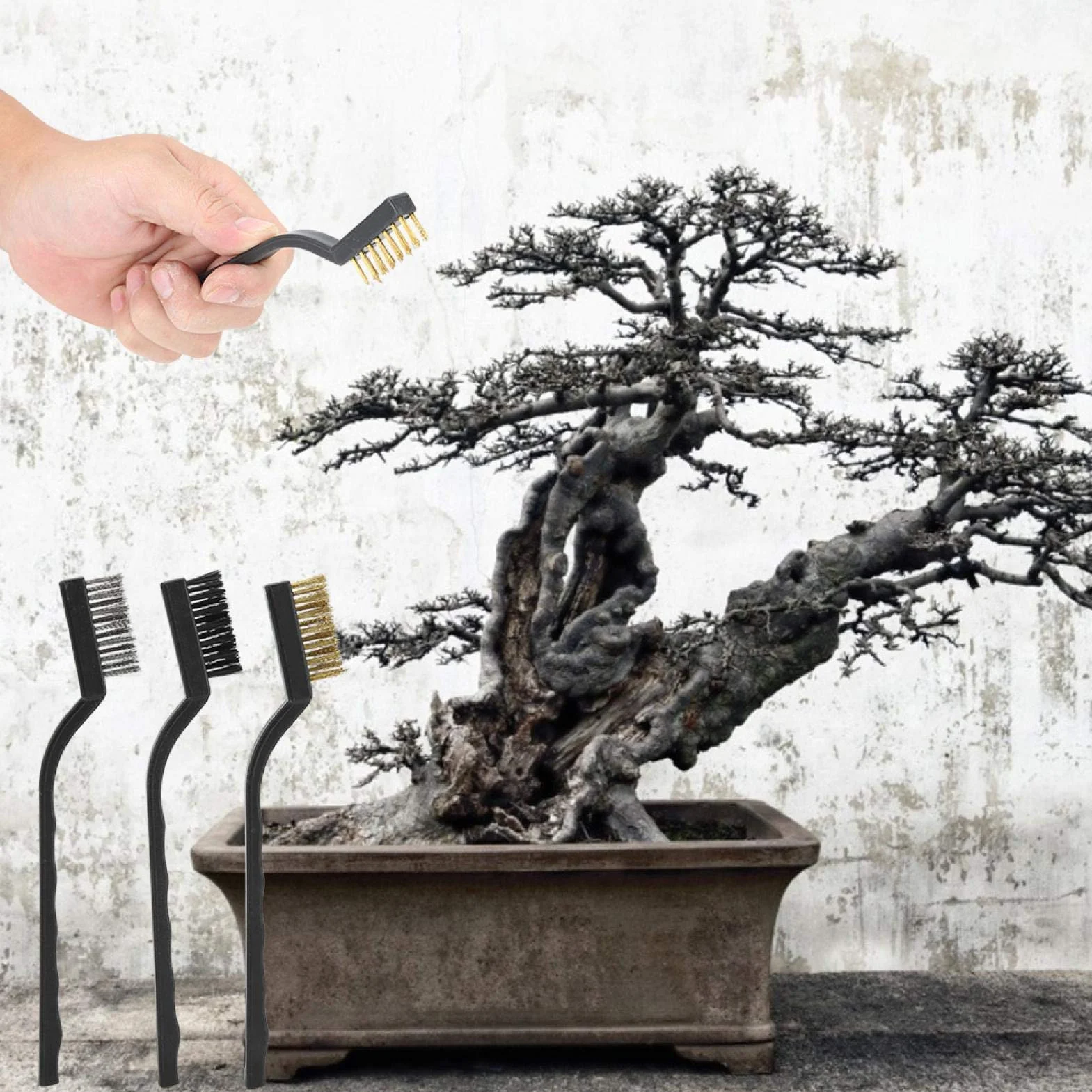 CHENGGONG Antypoślizgowa szczotka do bonsai z drutem do czyszczenia, narzędzie ogrodowe