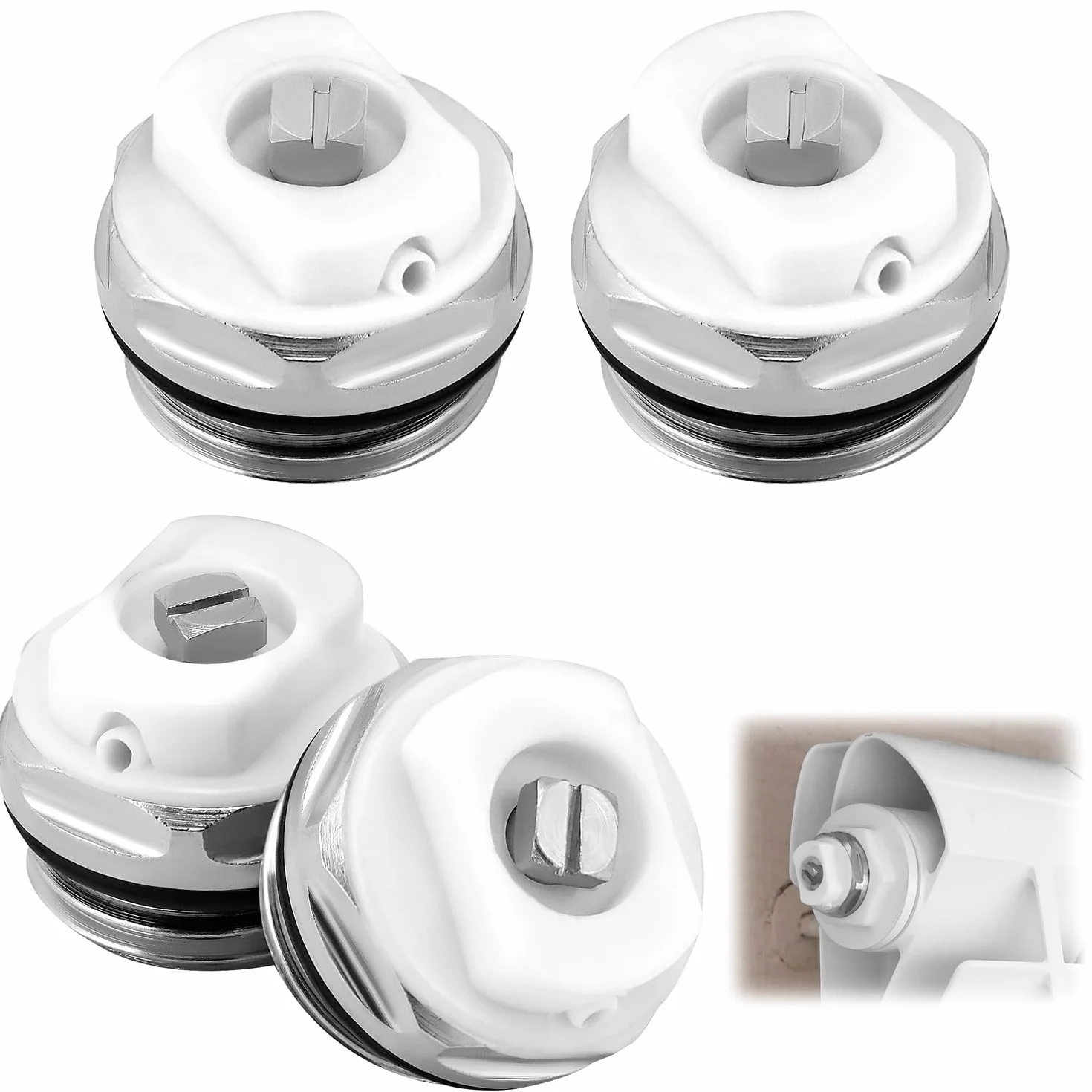 QWORK® 4 sztuki zatyczek do zaworu odpowietrzającego do grzejników, śruba odpowietrzająca do grzejnika 1/2"