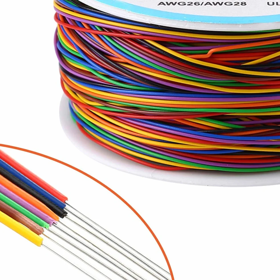 250m 8 przewodów 30AWG drut miedziany rolka kabla elektrycznego z izolacją PVC P/N B-30-1000