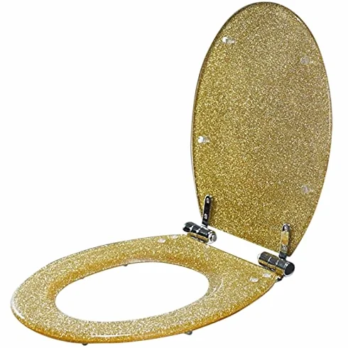 Deska sedesowa premium brokatowa deska sedesowa, łazienka, owalna deska sedesowa, uniwersalna deska sedesowa z miękkim zamknięciem i szybkim odpinaniem, regulowany zawias ułatwiający