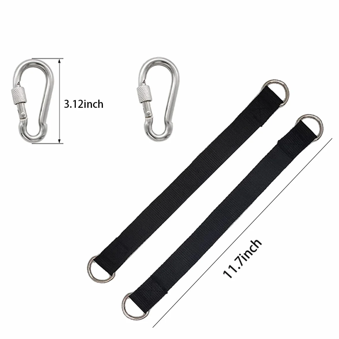 Swing Hanging Kit, 2 sztuki, 30 cm, mocowanie hamaka, mocowanie huśtawki, z 2 karabińczykami do dużych obciążeń i pierścieniami D do huśtawek i hamaków