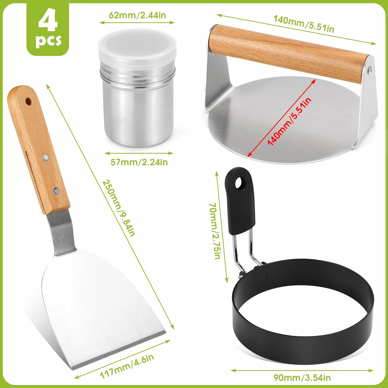 Zestaw do robienia burgerów prasa ze stali nierdzewnej 14 cm szpatułka formierka do jajek szczypce