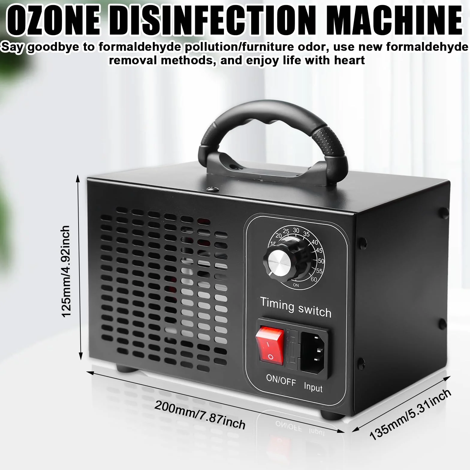Generator ozonu 60000 mg/h: urządzenie ozonowe, wydajna dezynfekcja ozonu, oczyszczacz powietrza, funkcja automatycznego oczyszczania powietrza, przemysłowy generator ozonu, timer, do pomieszczeń