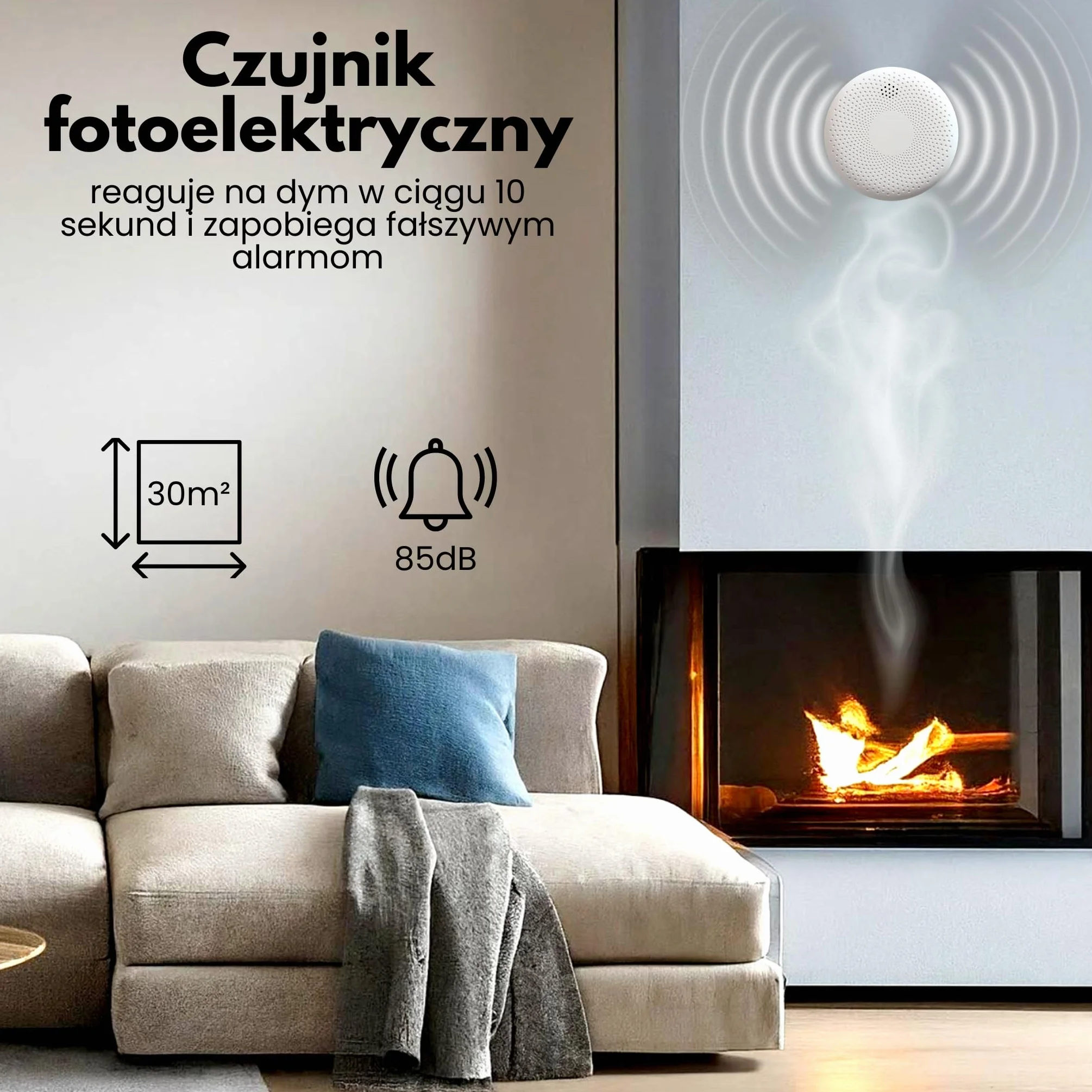 Aroha Safety Pro Alarm dymu i tlenku węgla z 10 -letnim baterią - alarm CO