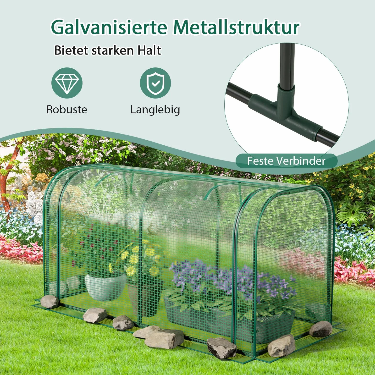 GOPLUS Mini szklarnia na pomidory z drzwiami przesuwnymi i metalową ramą 118 x 55 x 60