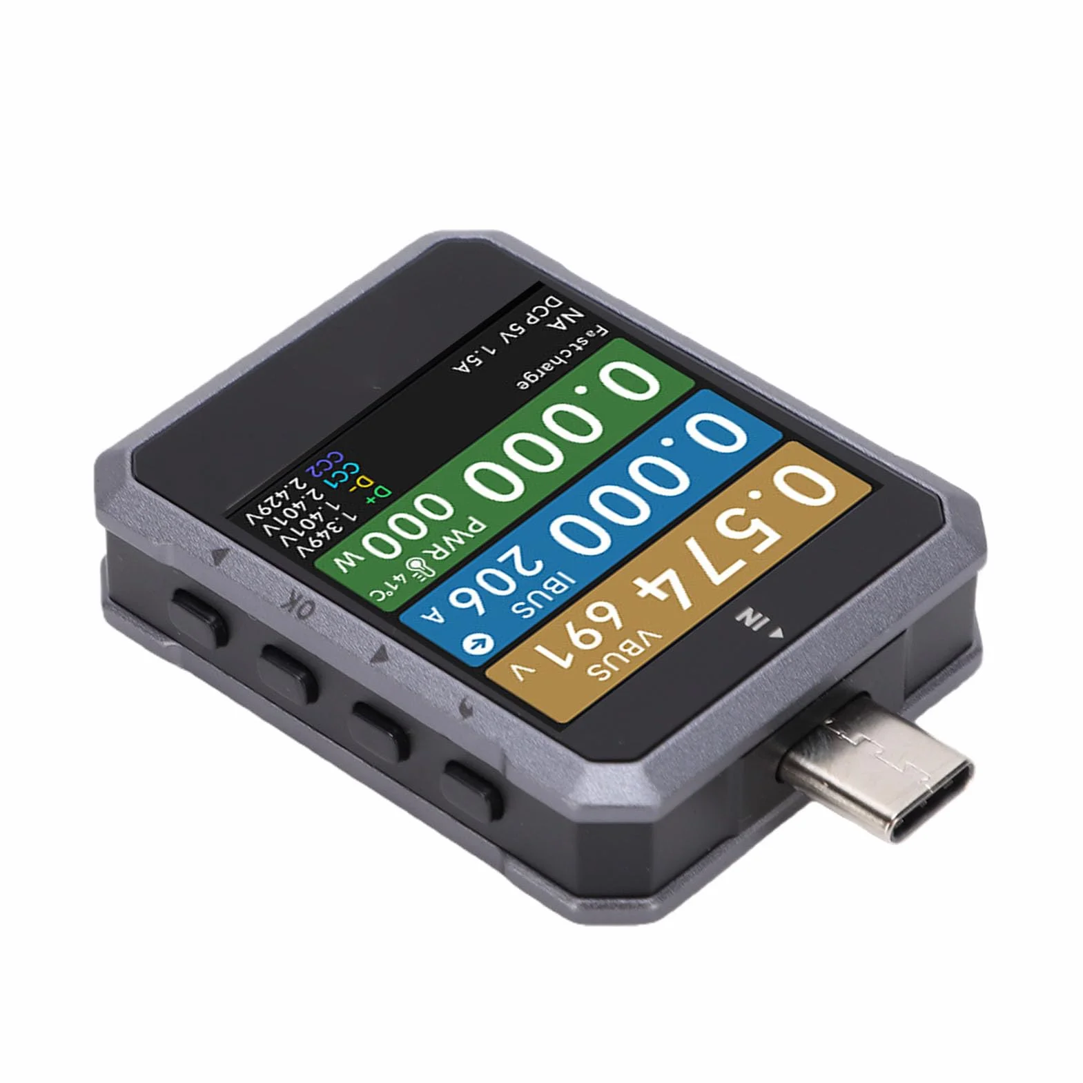 FTVOGUE Tester USB C, ABS Miernik Mocy USB C z detekcją PD3.1, 4 do 50 V 0 do 6,5 A 240 W Śledzenie Pojemności i Energii, dla Inżynierów Hobbystów Naprawa Telefonów Laboratoryjnych Testowanie