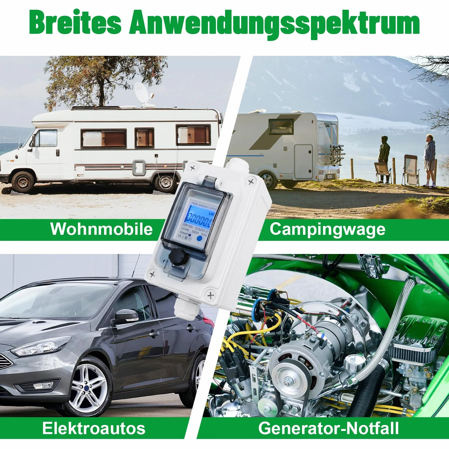 Mobilny cyfrowy miernik energii elektrycznej 230 V 60 A zewnętrzny miernik mocy CEE z wodoodpornością IP67 wodoodporny miernik energii elektrycznej LED z resetem przenośny gumowy przewód do węża