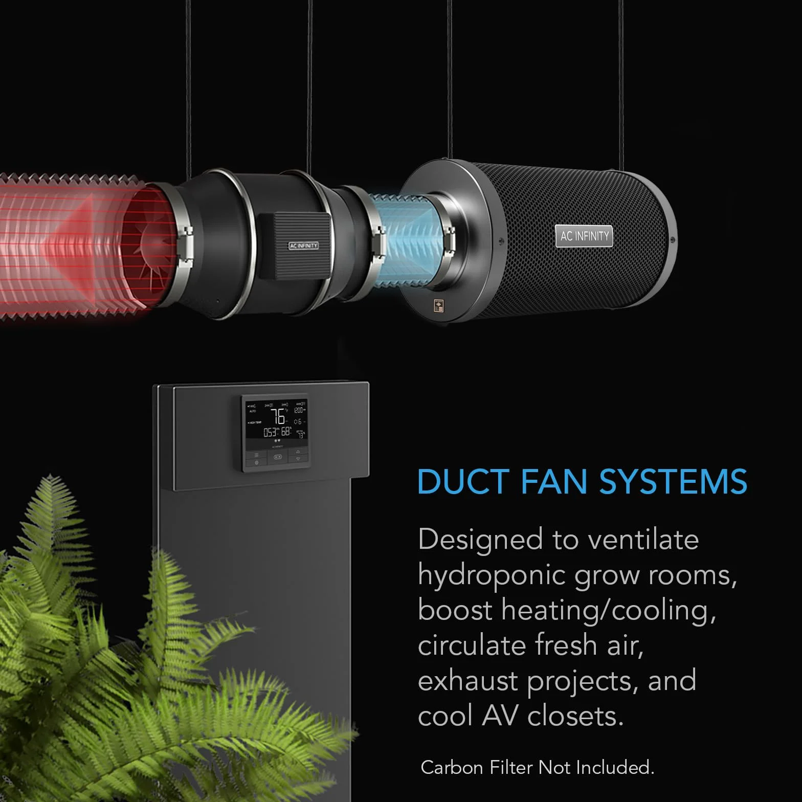 AC Infinity CLOUDLINE T6 Quiet 6" Inline Duct Fan with Thermostat Speed Control