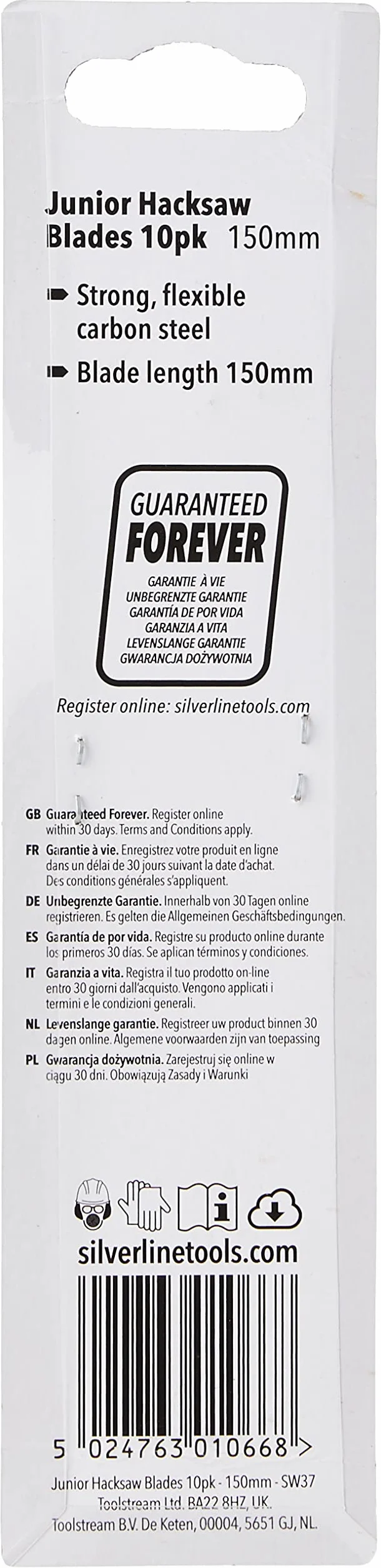 Silverline SW37 Junior, brzeszczoty do piły do metalu, 10 szt., 150 mm, czarne